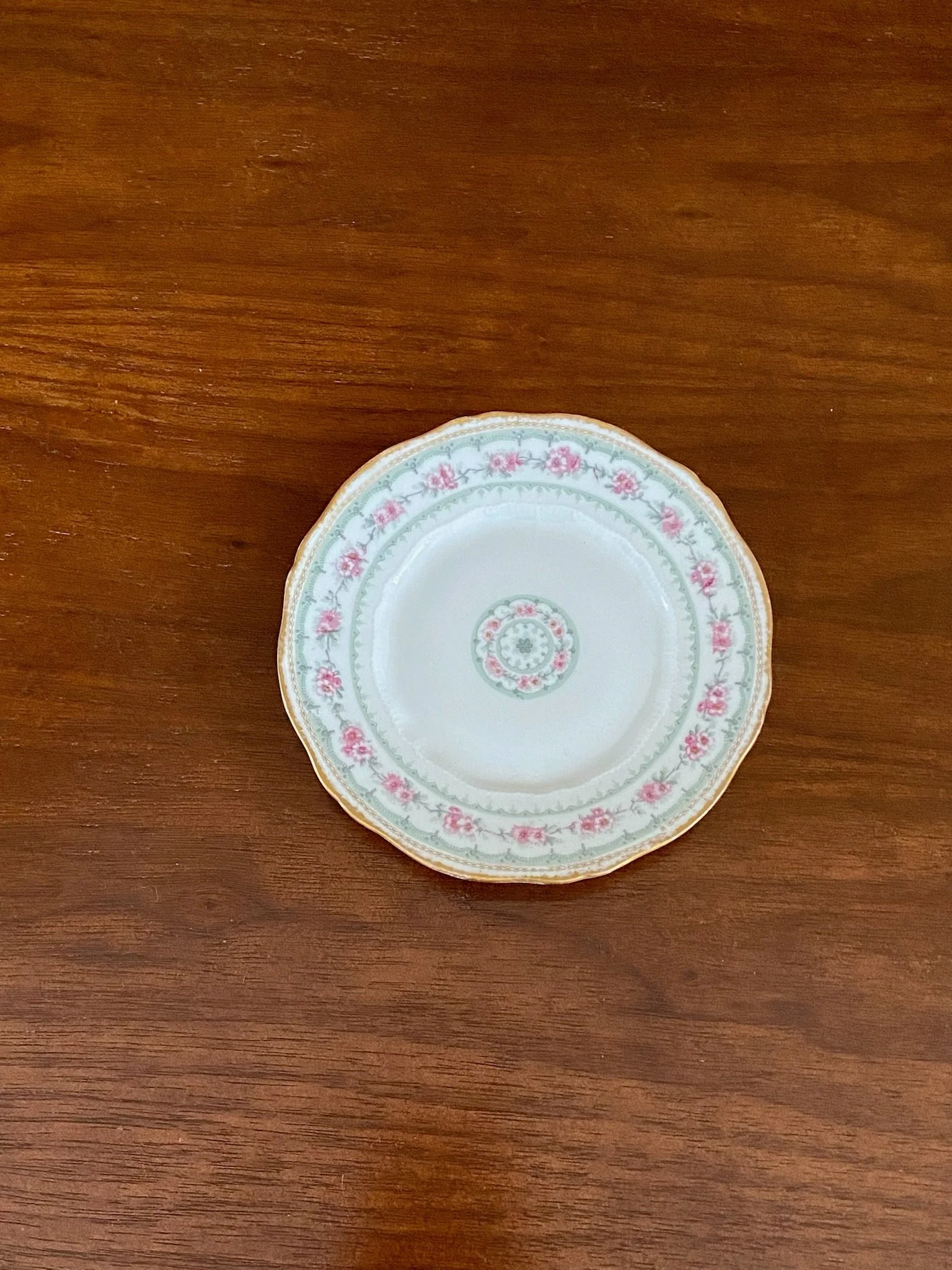 Antique Pink/Green Floral Haviland Limoges Porcelain Plate