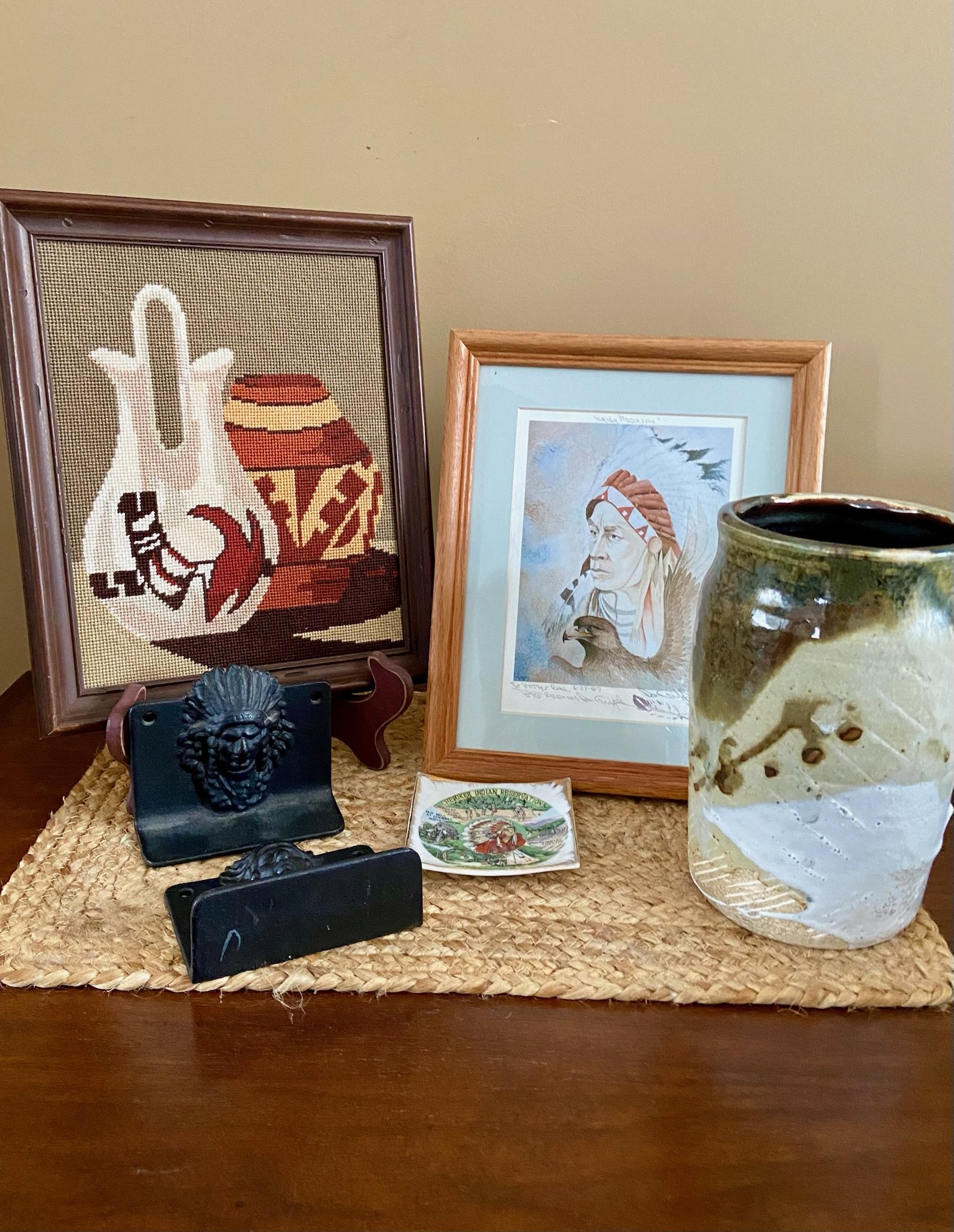 Cast Iron Indian Chief Bookend Set