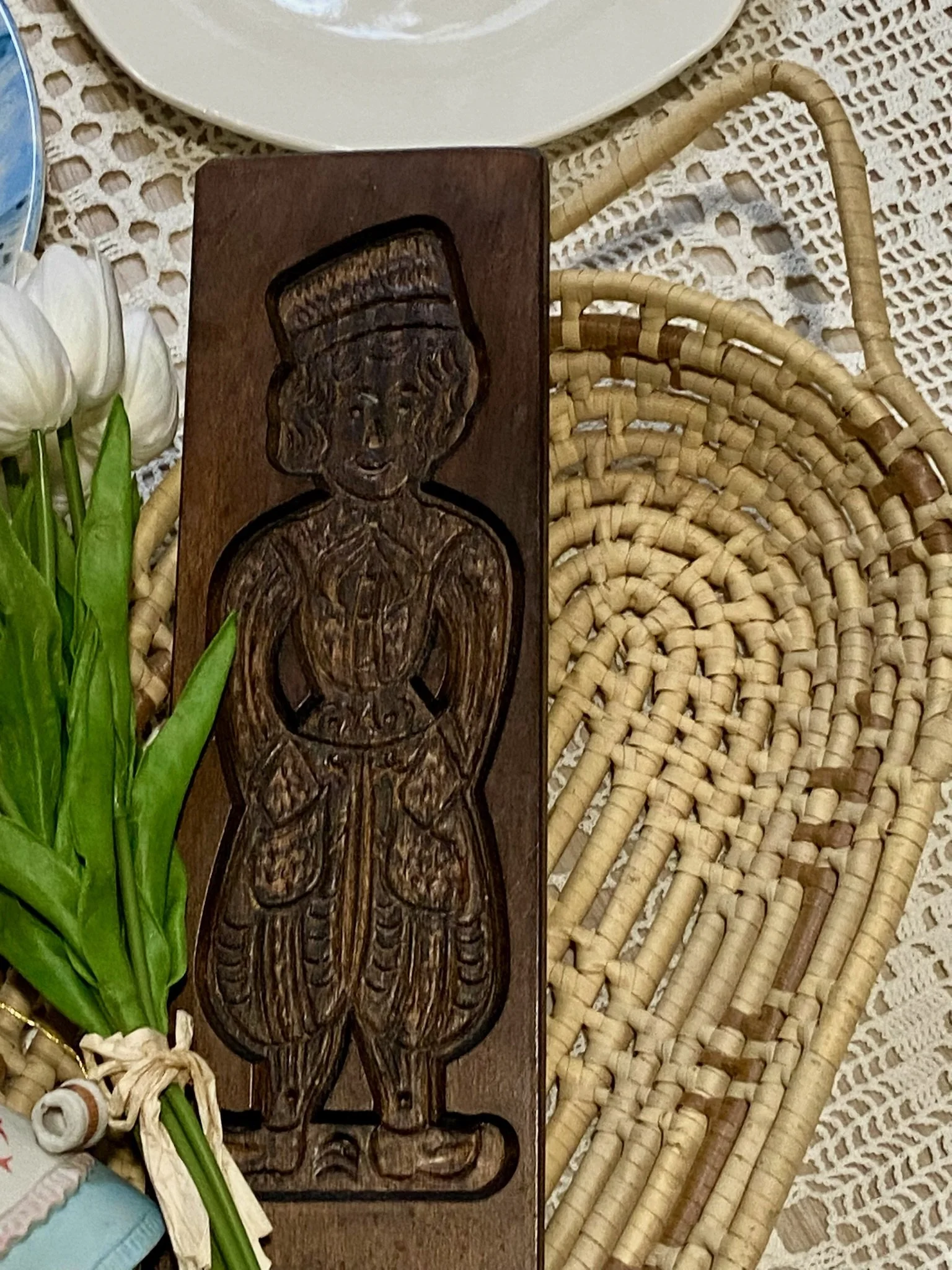 Vintage Dutch hand carved Wooden Cookie Mold