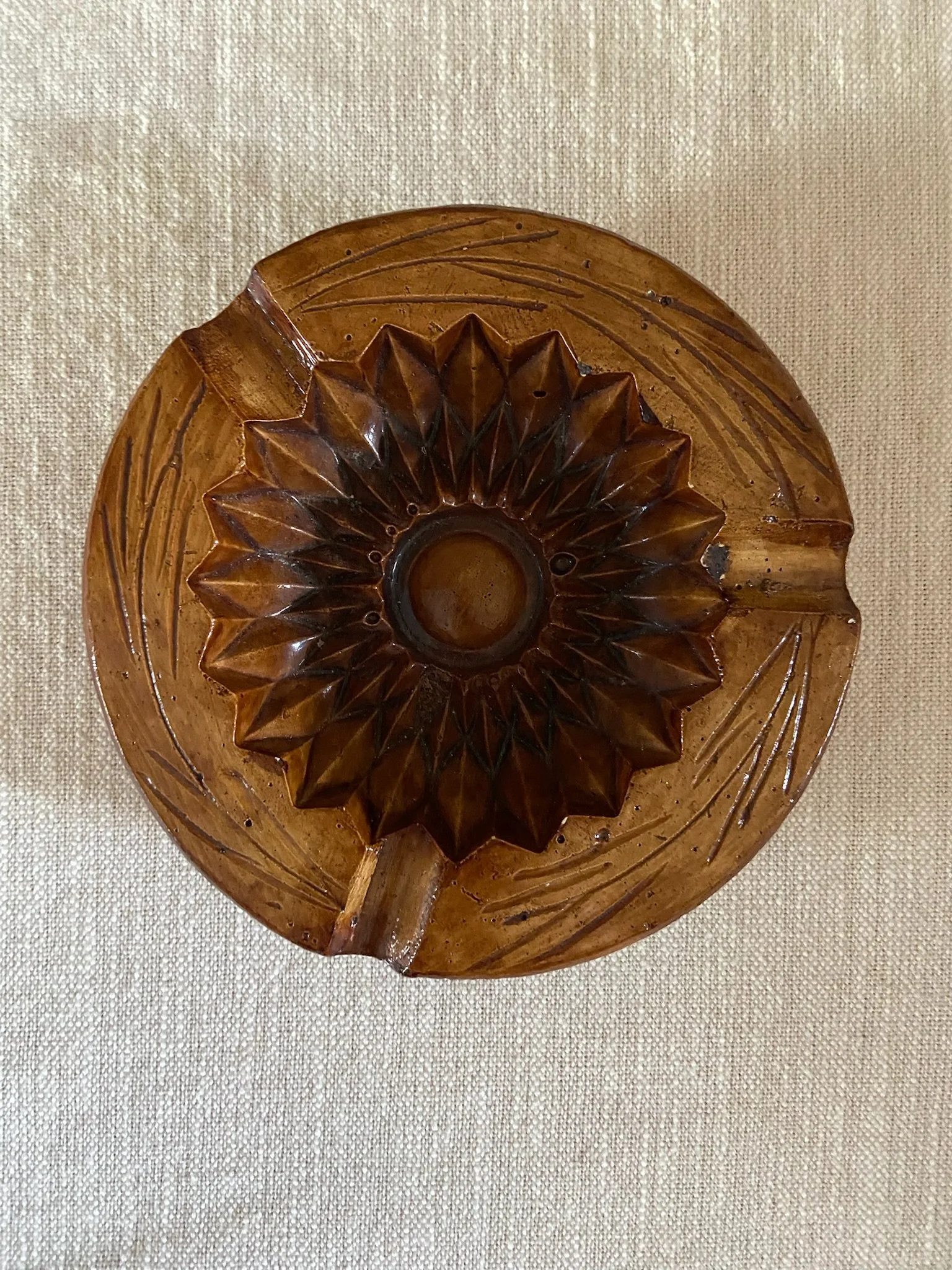 Handcarved Starburst Wooden Trinket Dish
