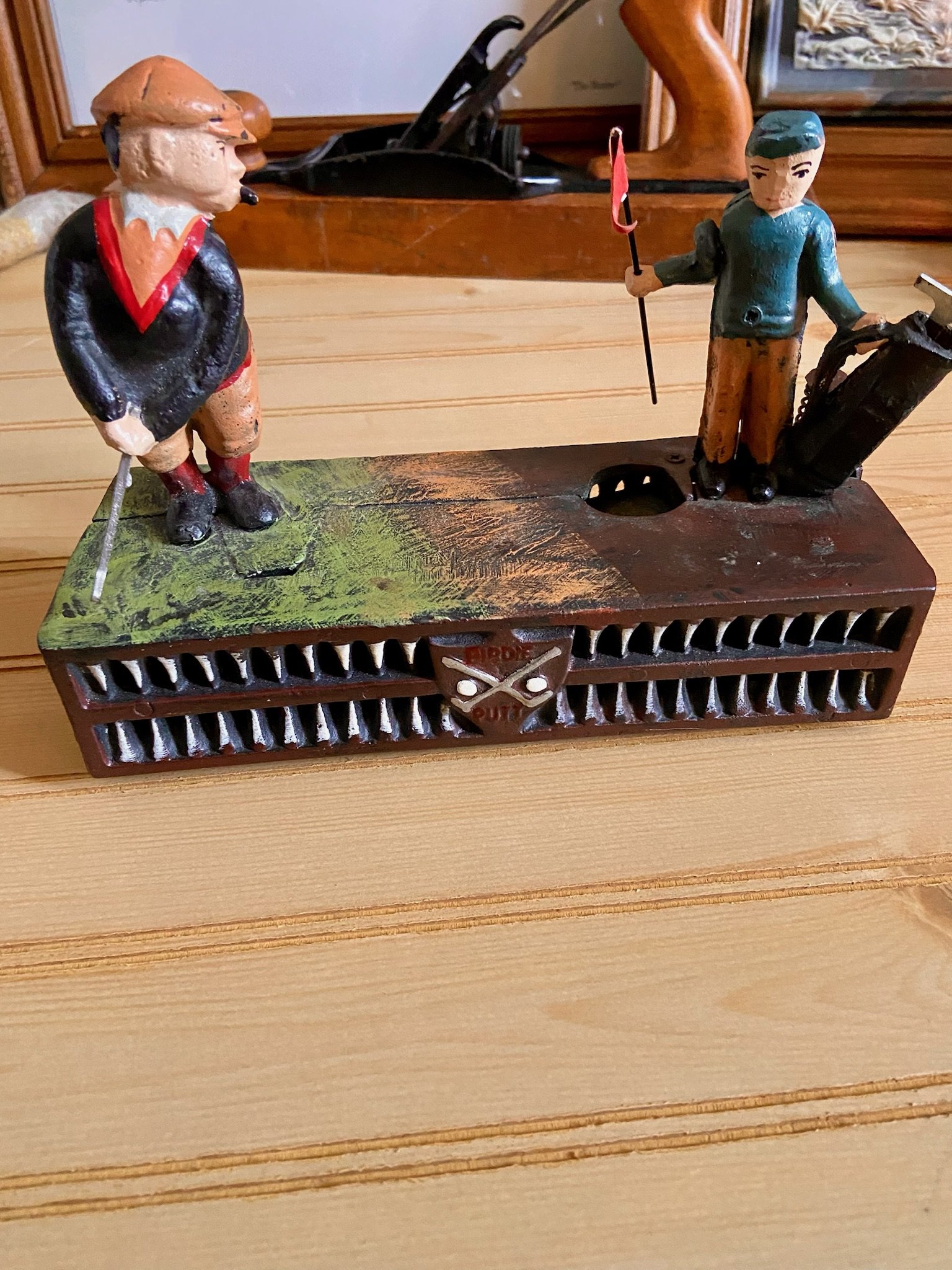 Vintage Cast Iron Birdie Putt Coin Bank