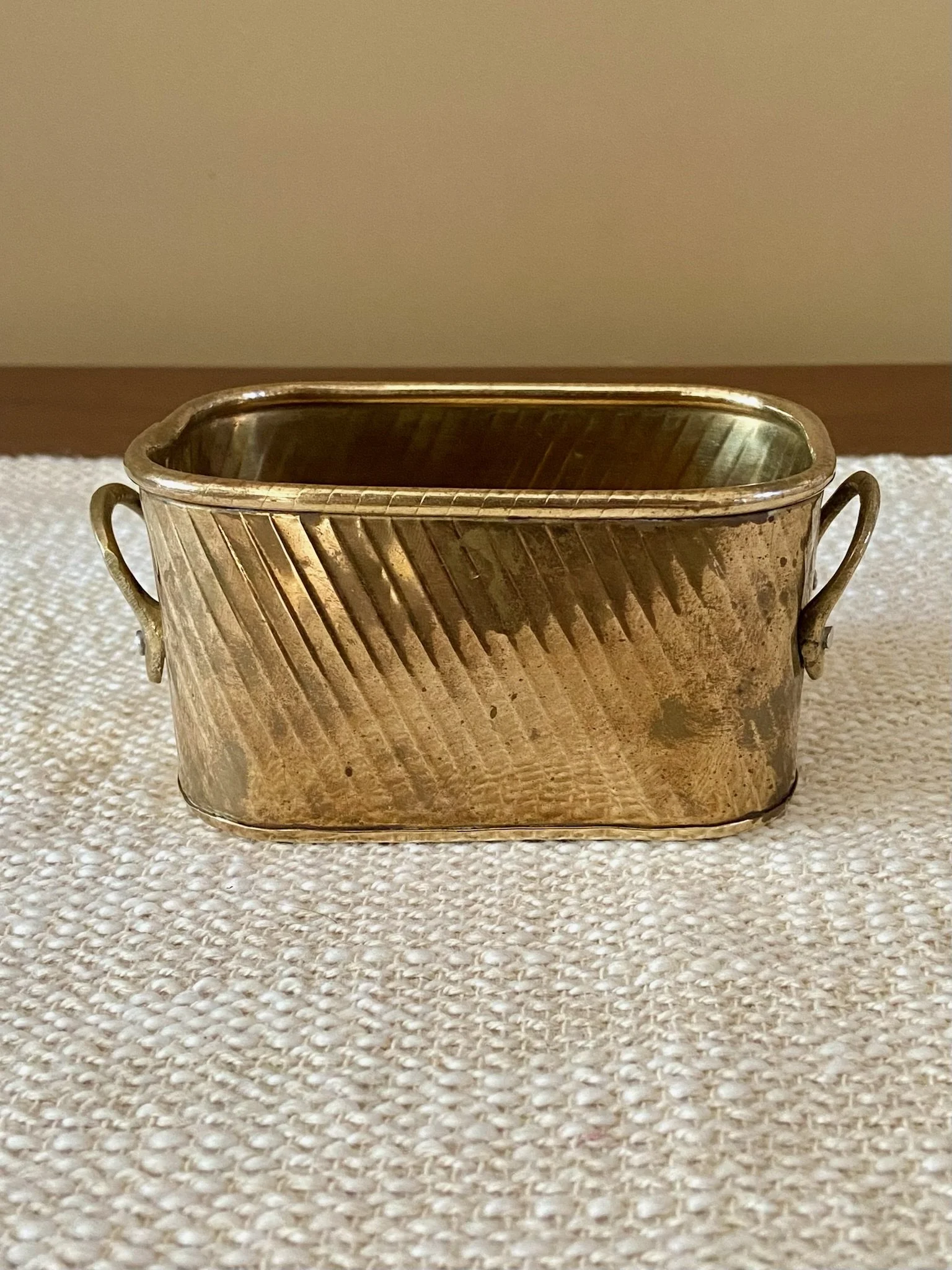 Small Solid Brass Vintage Planter