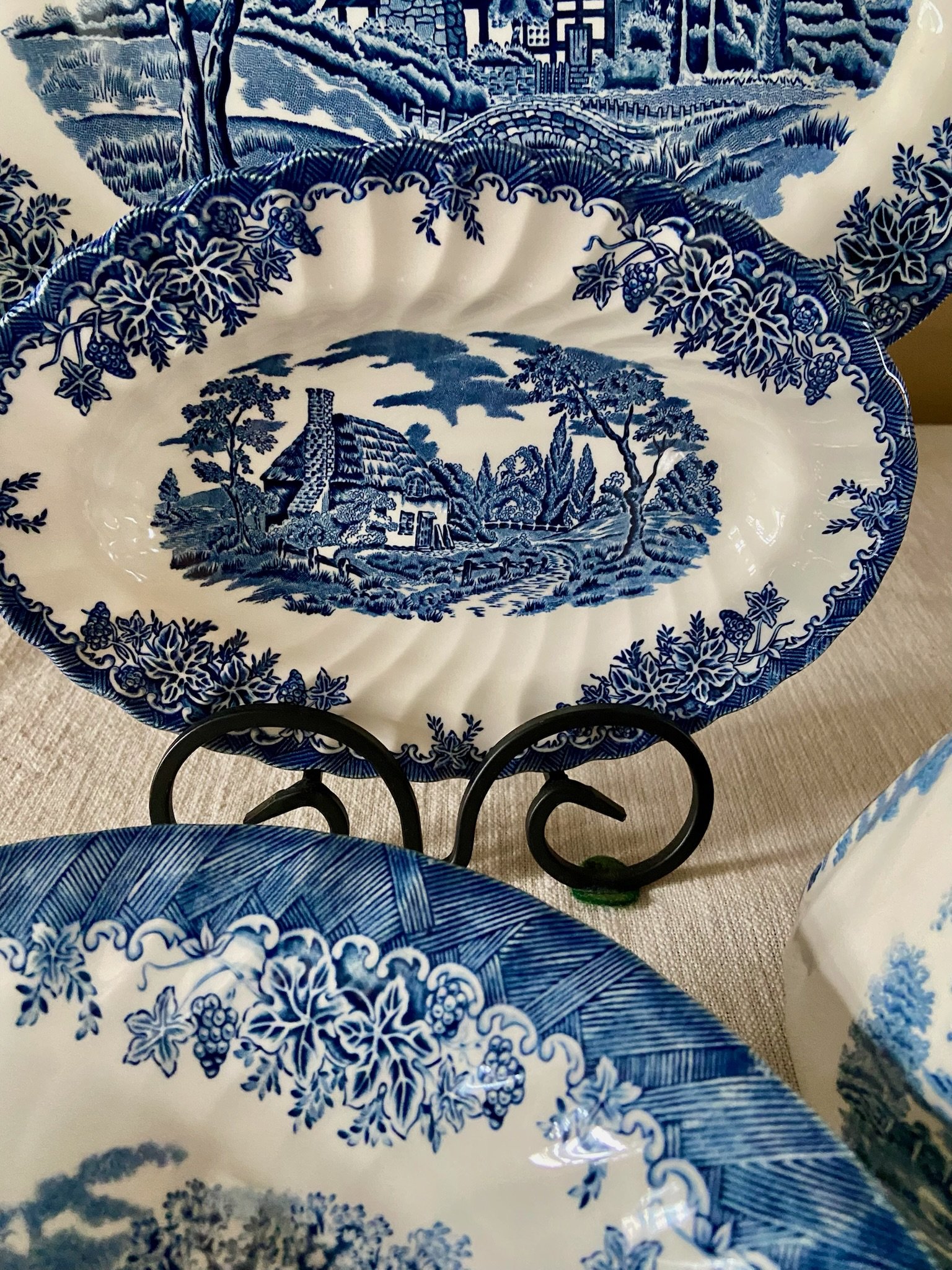 Churchill China "The Brook Blue"  Gravy/Relish Plate