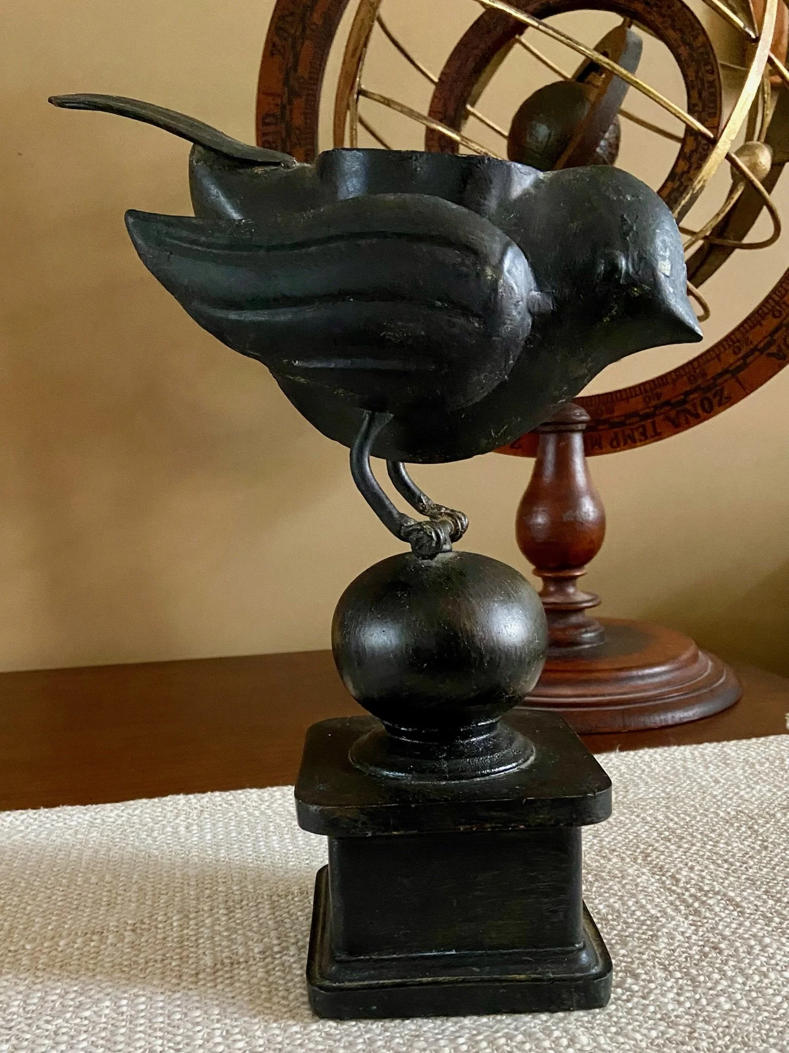 Rustic Metal Black Raven Tealight Holder