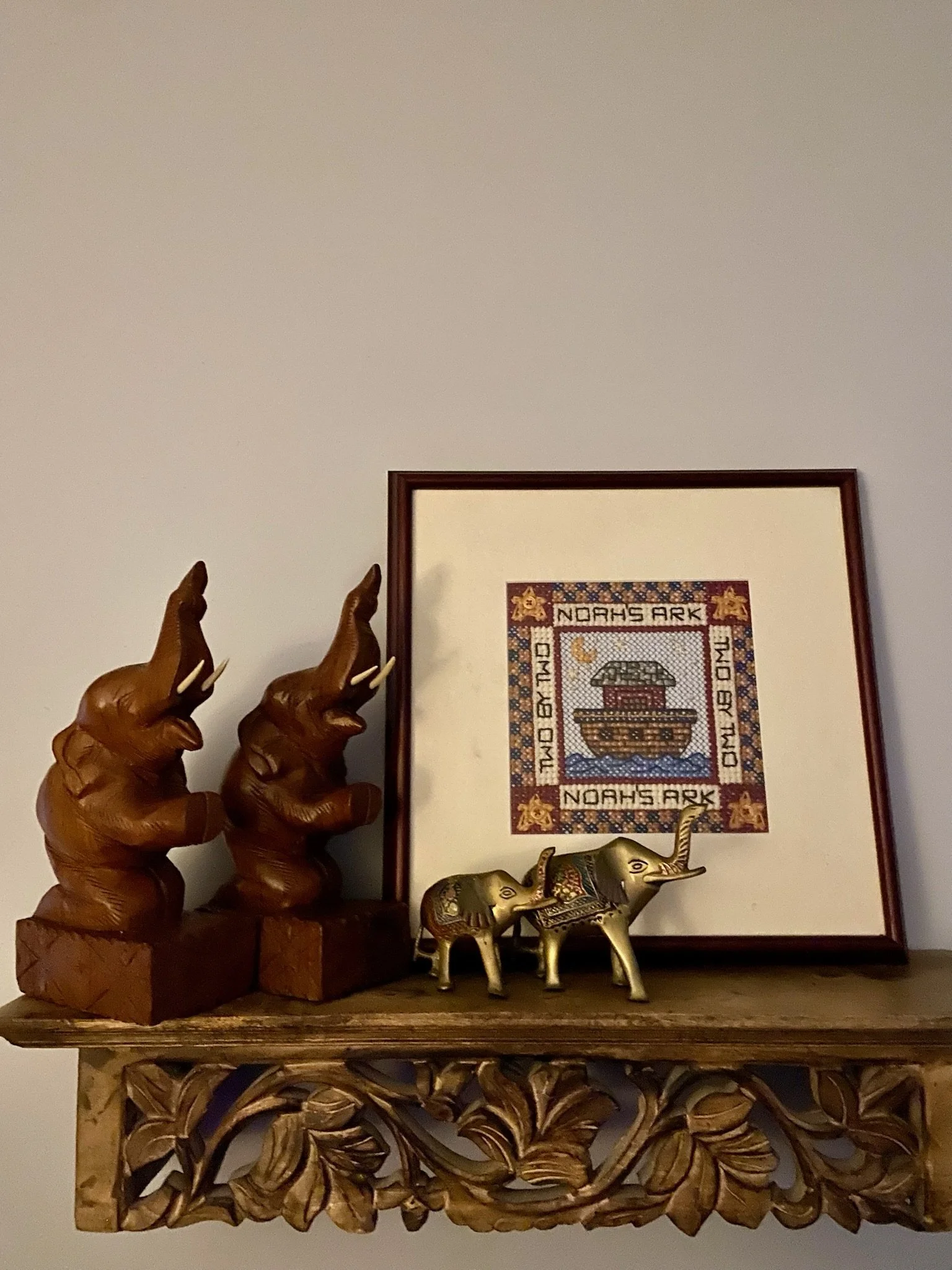 Vintage Noah's Ark Framed Needlepoint