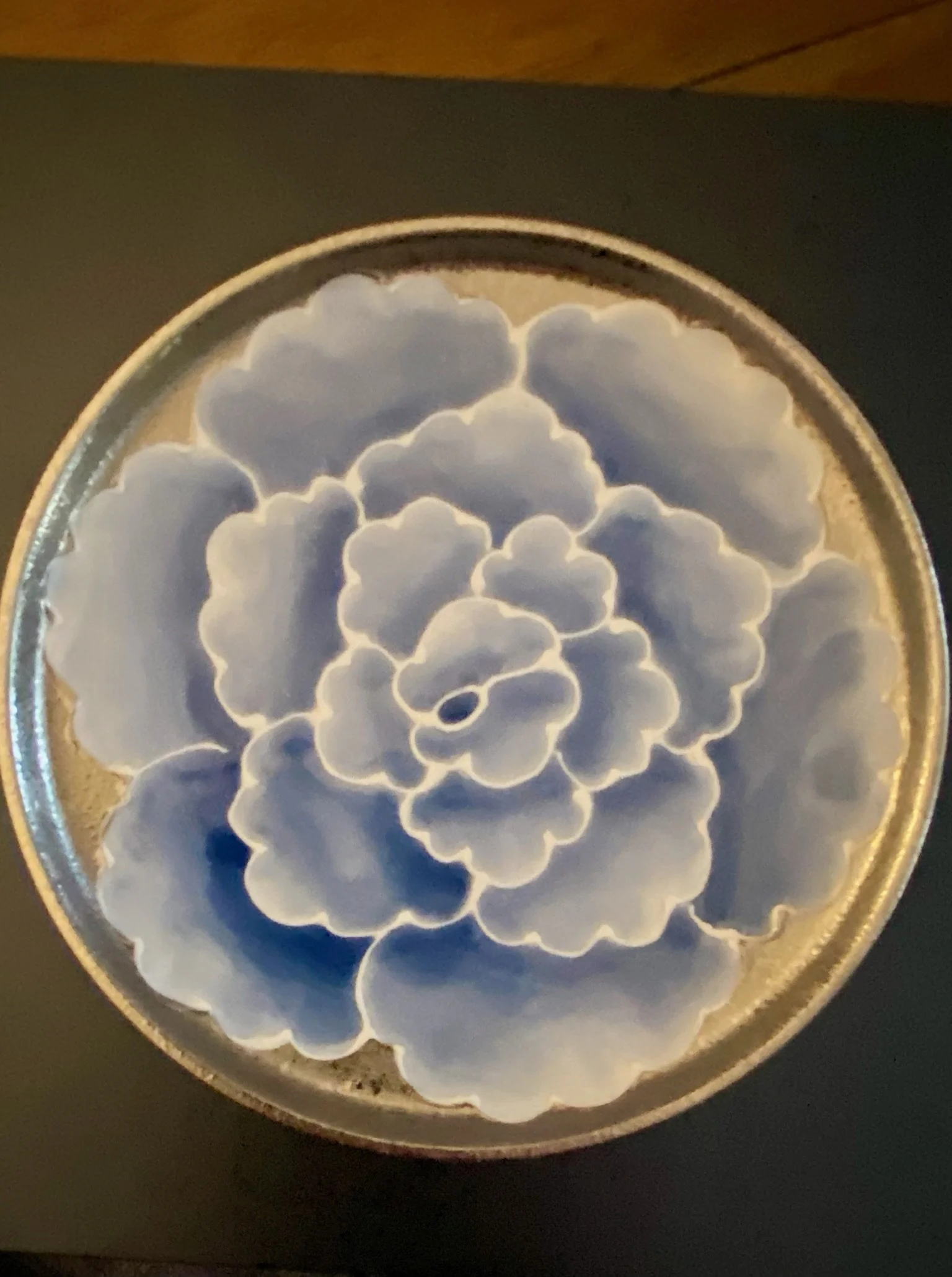 Senda Yunomi Blue Peony Plate