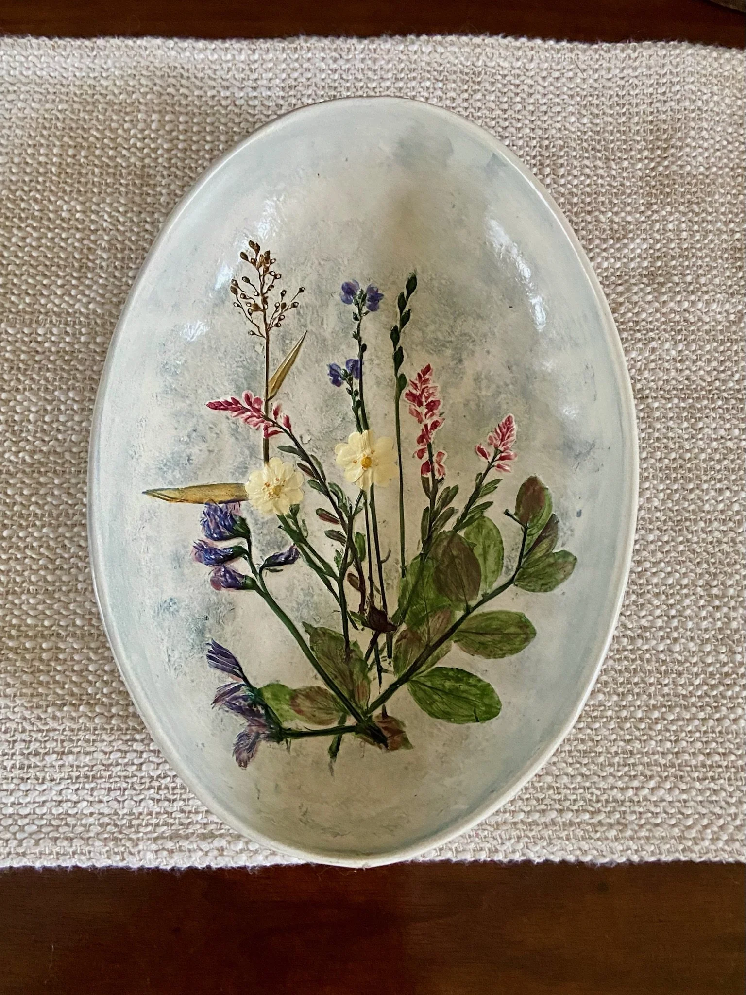 Salt Marsh Pressed Flower Handthrown Pottery