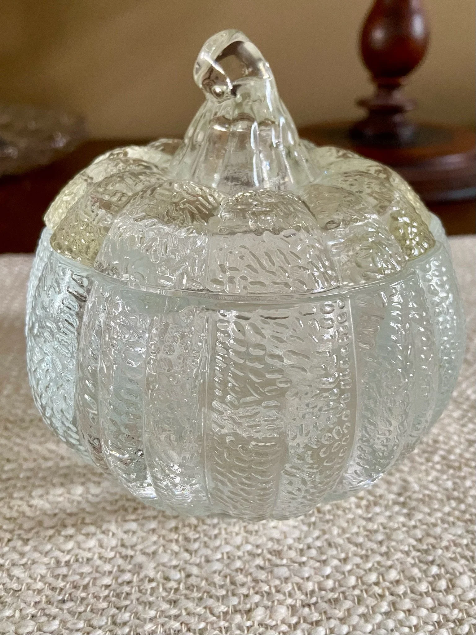 Glass Pumpkin Candle Holder or Candy Dish