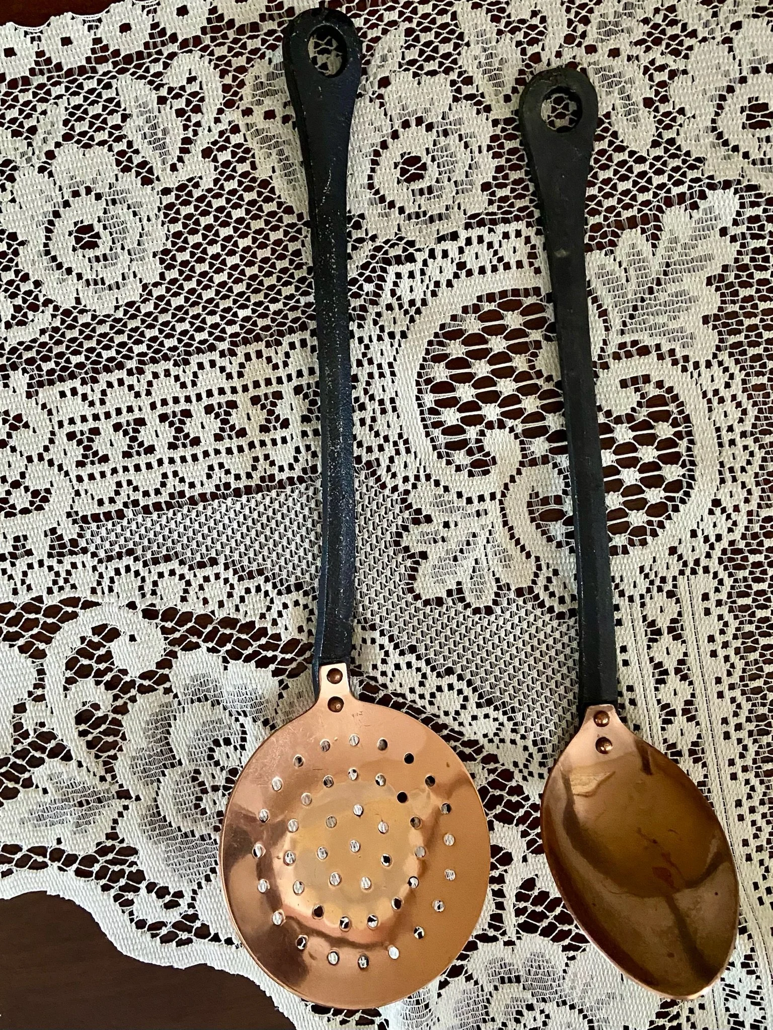 Copper Skimmer with Cast Iron Handle