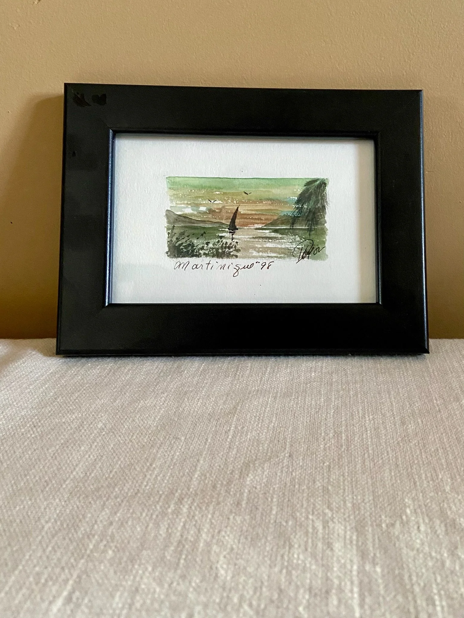 Framed  1998 'Martinique' Sailboat Watercolor