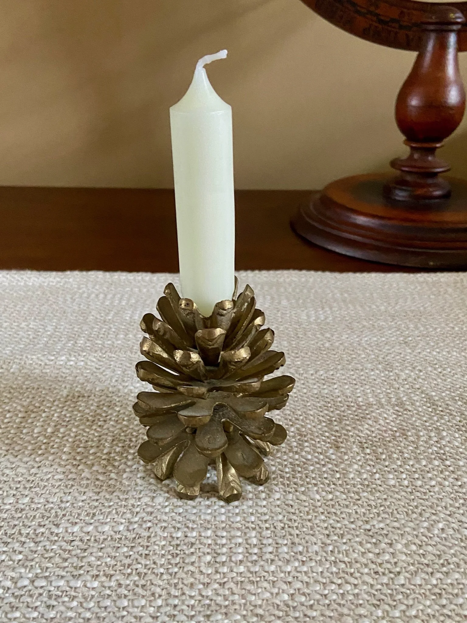 Solid Brass Pinecone Candle Holder