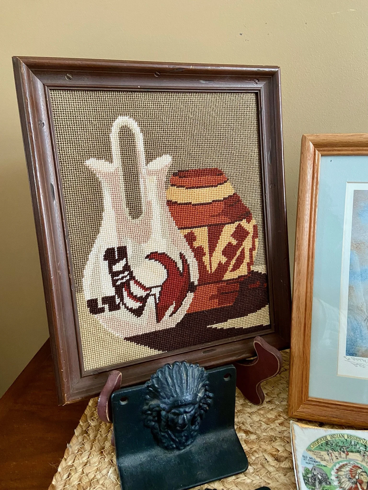 Vintage Southwestern Pottery Needlepoint Art