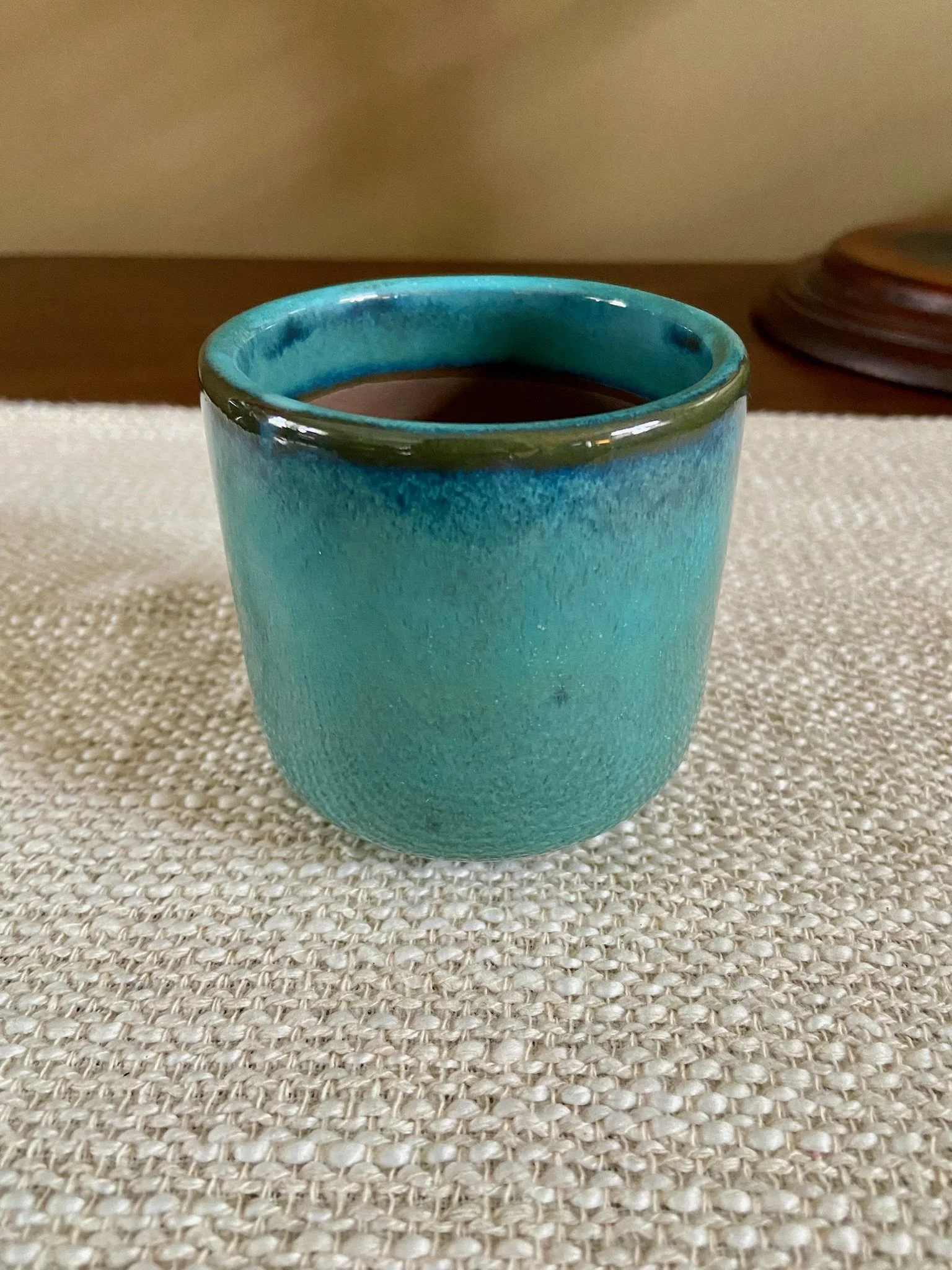 Artisan Teal Drip Glaze Pottery Vessel
