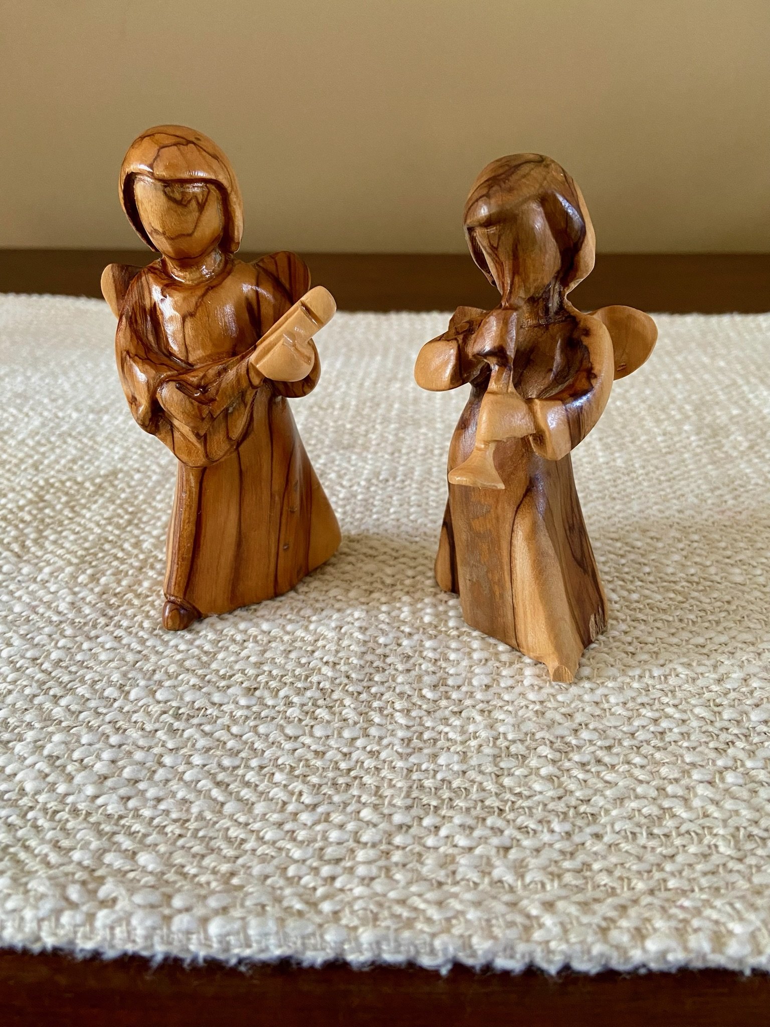 Handcarved Olive Wood "Sacred Melodies" Angel Set
