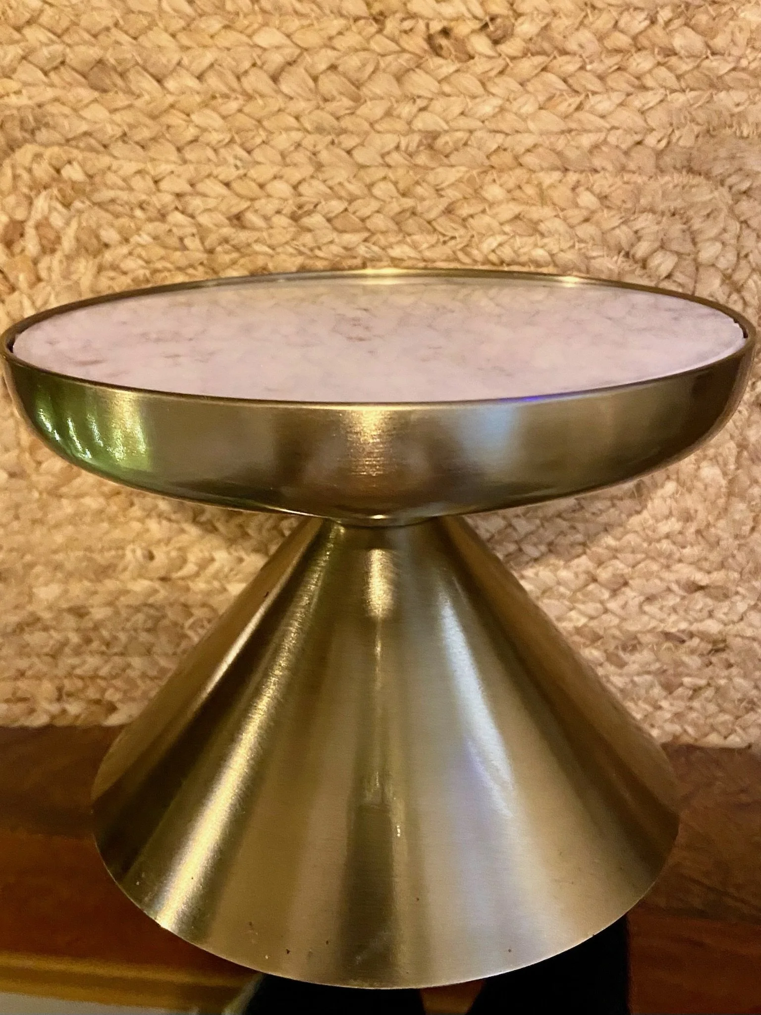 White Marble and gold toned metal cake/dessert pedestal