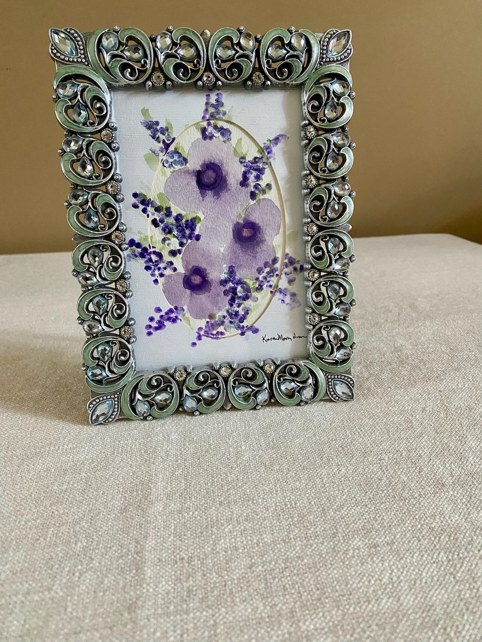 Serene Lavender & Poppies Original Watercolor by Karen Mary Ann