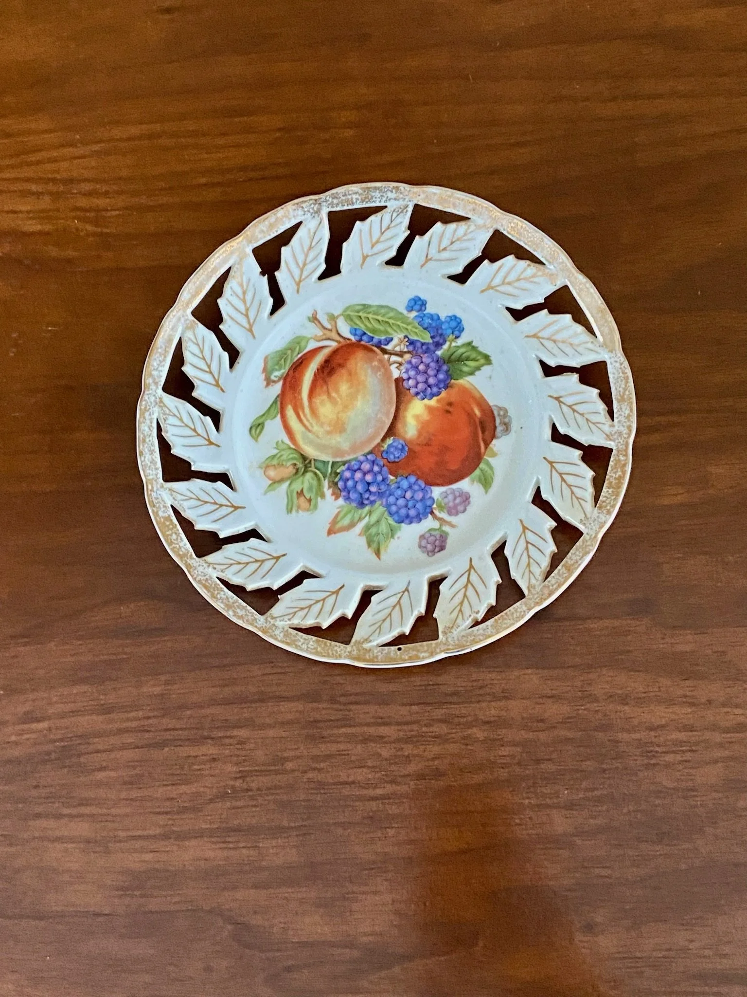 Royal Halsey Handpainted Fruit Plate with Gold Gilt