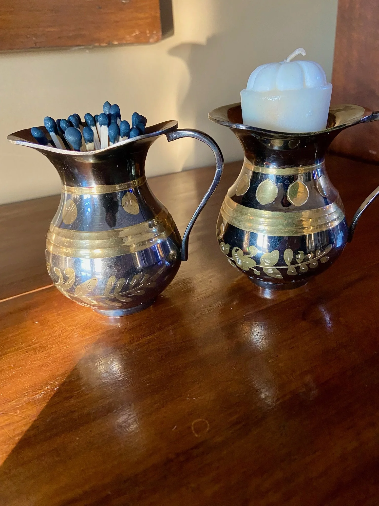 Exquisite Brass Small Floral Etched Pitchers