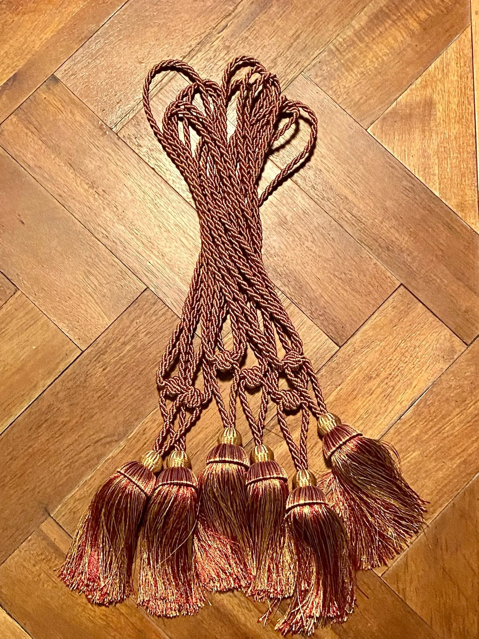 Luxurious Burgundy & Gold Drapery Tassels