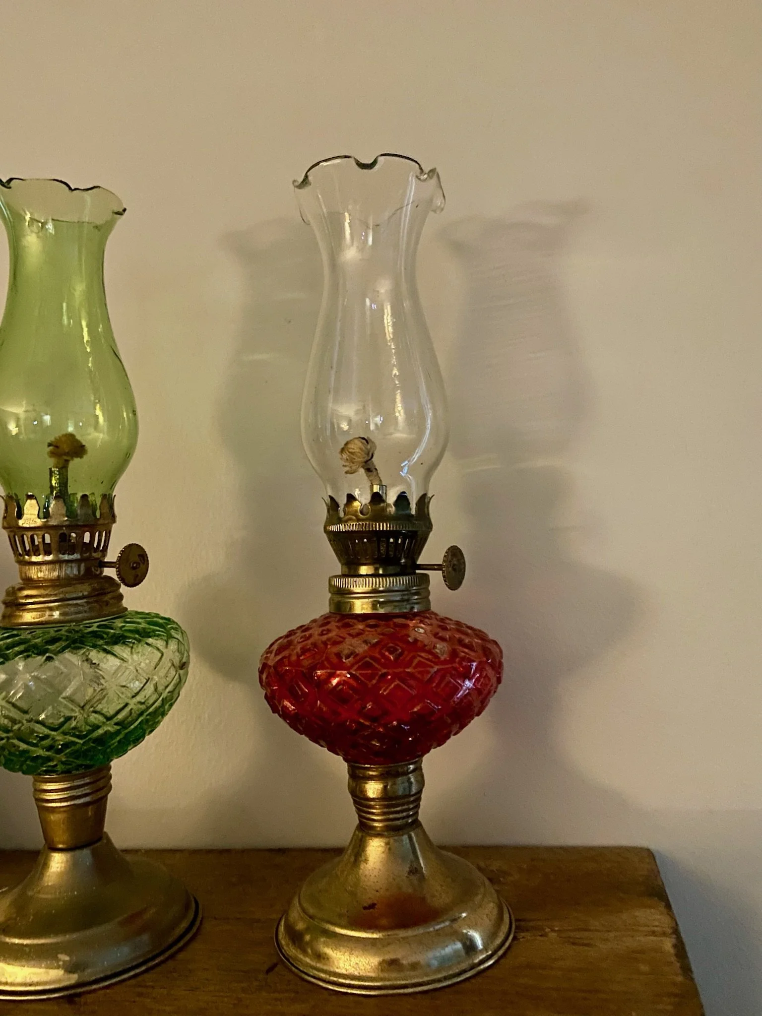 Rose-colored Glass Mini Hurricane Oil Lamp