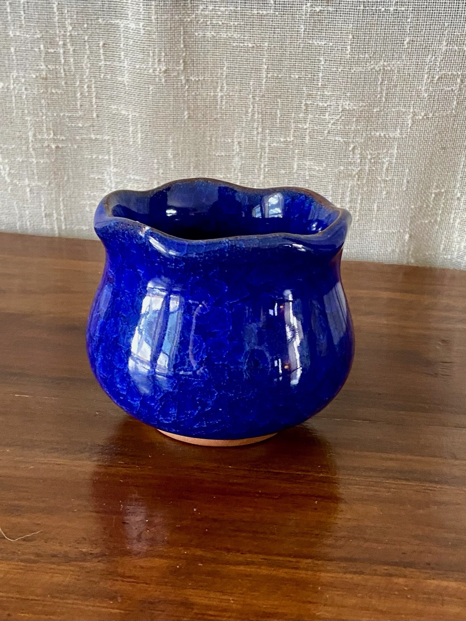Cobalt Blue Tulip Pottery Planter