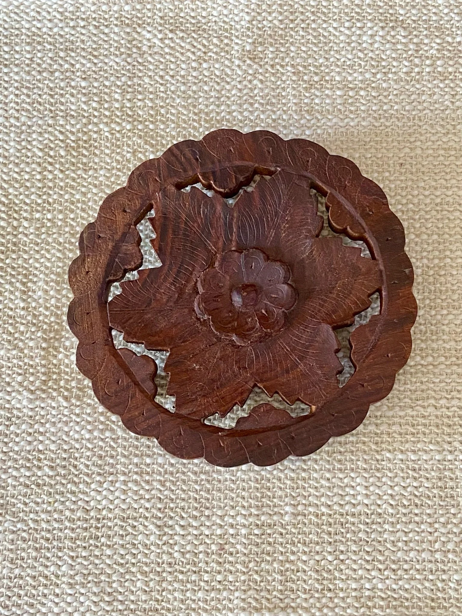 Handcarved Floral Wood Privet