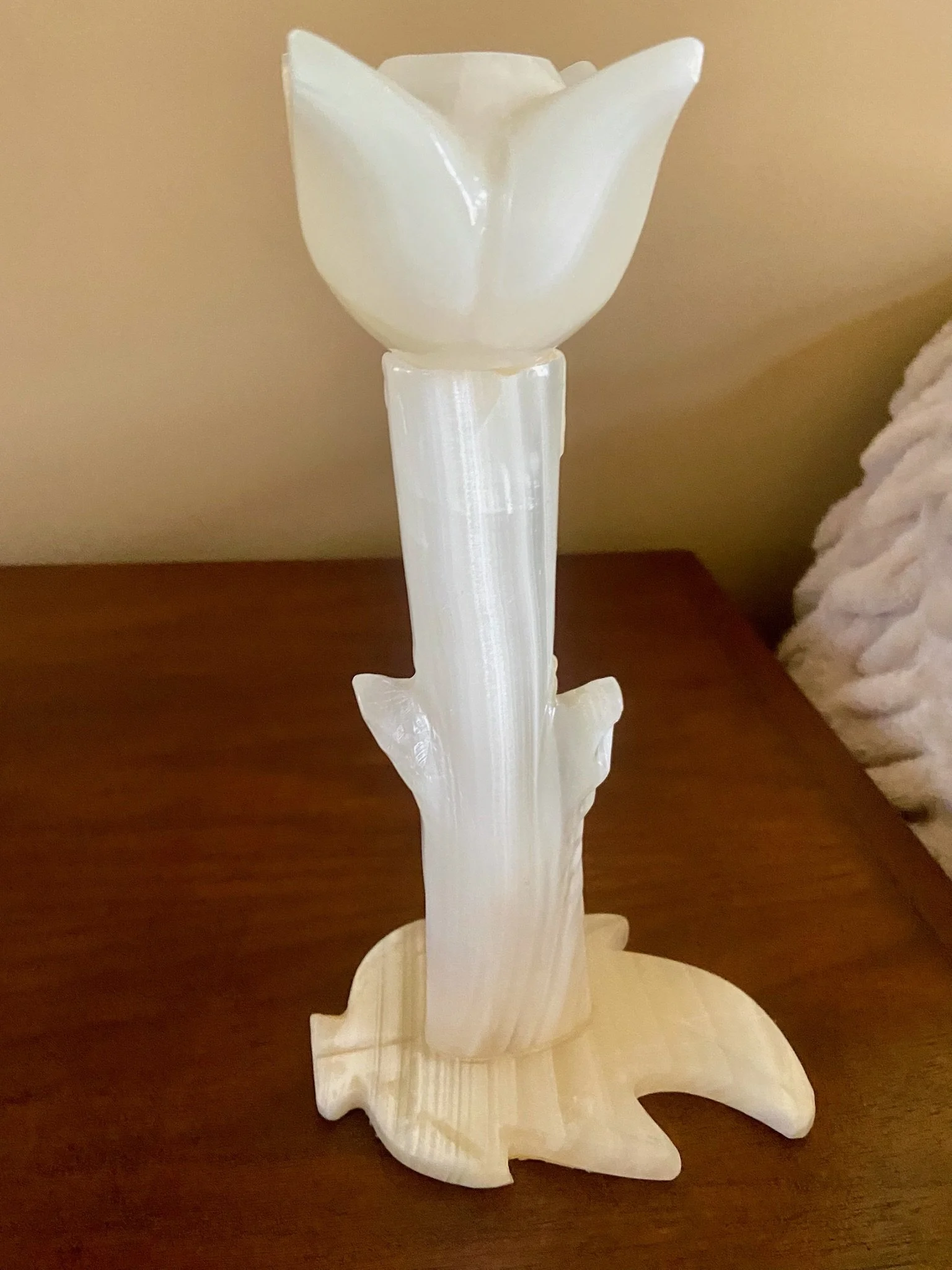 Elegant Carved Onyx Tulip Candleholder
