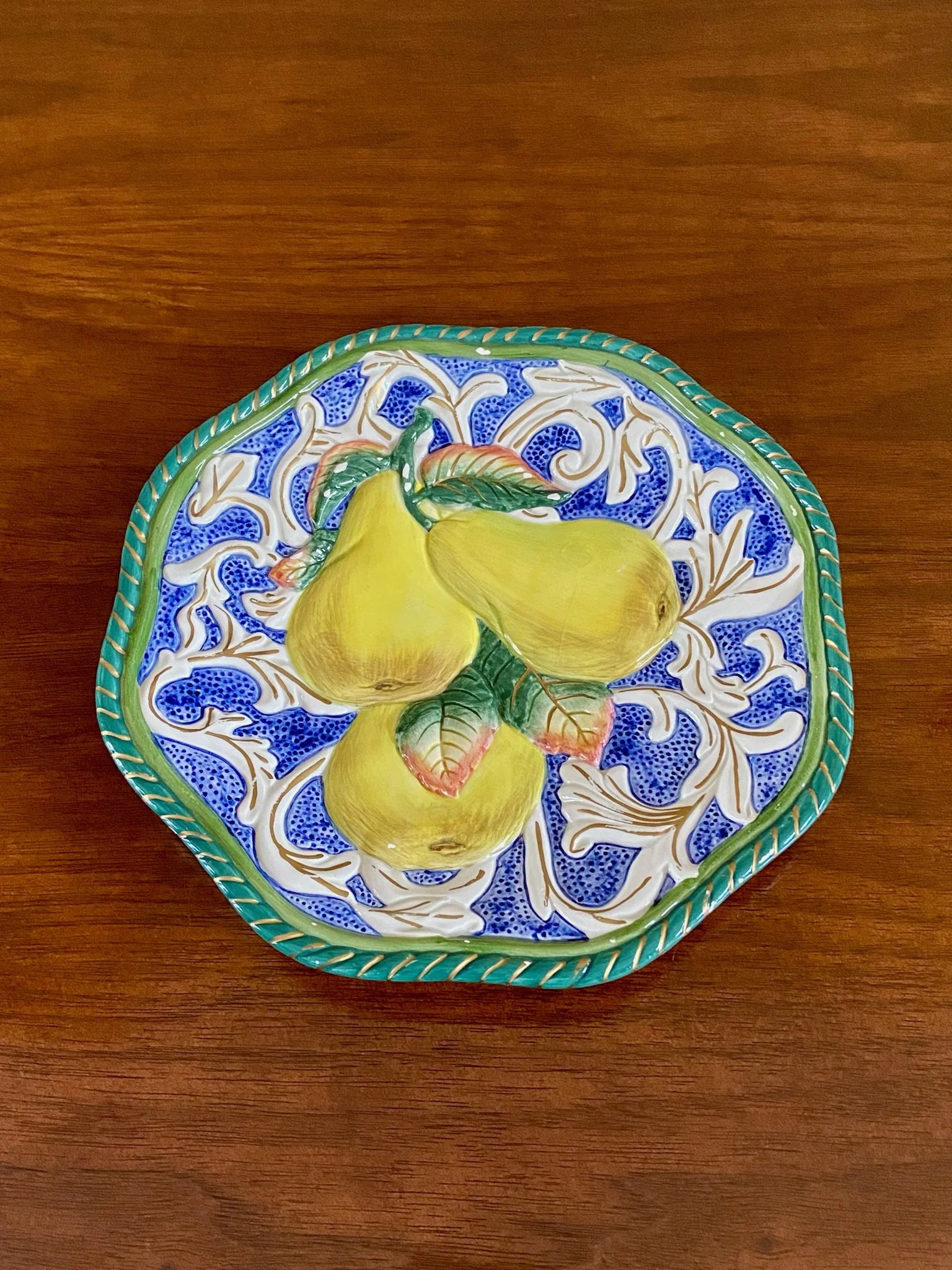 Fitz and Floyd Florentine Fruit Yellow Pear Plate