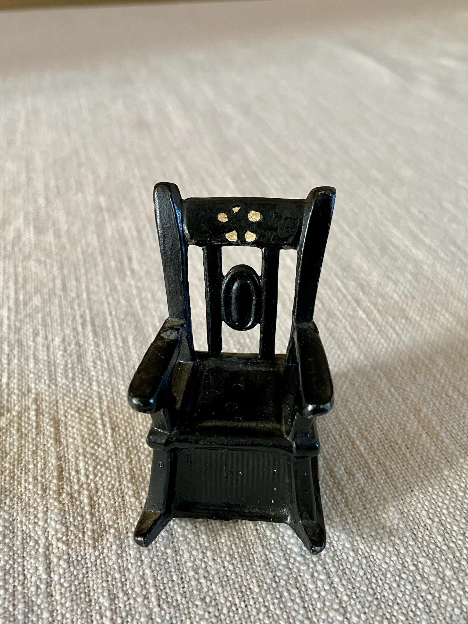 Mini Black Cast Iron Handpainted Salt and Pepper Shaker Rocking Chair