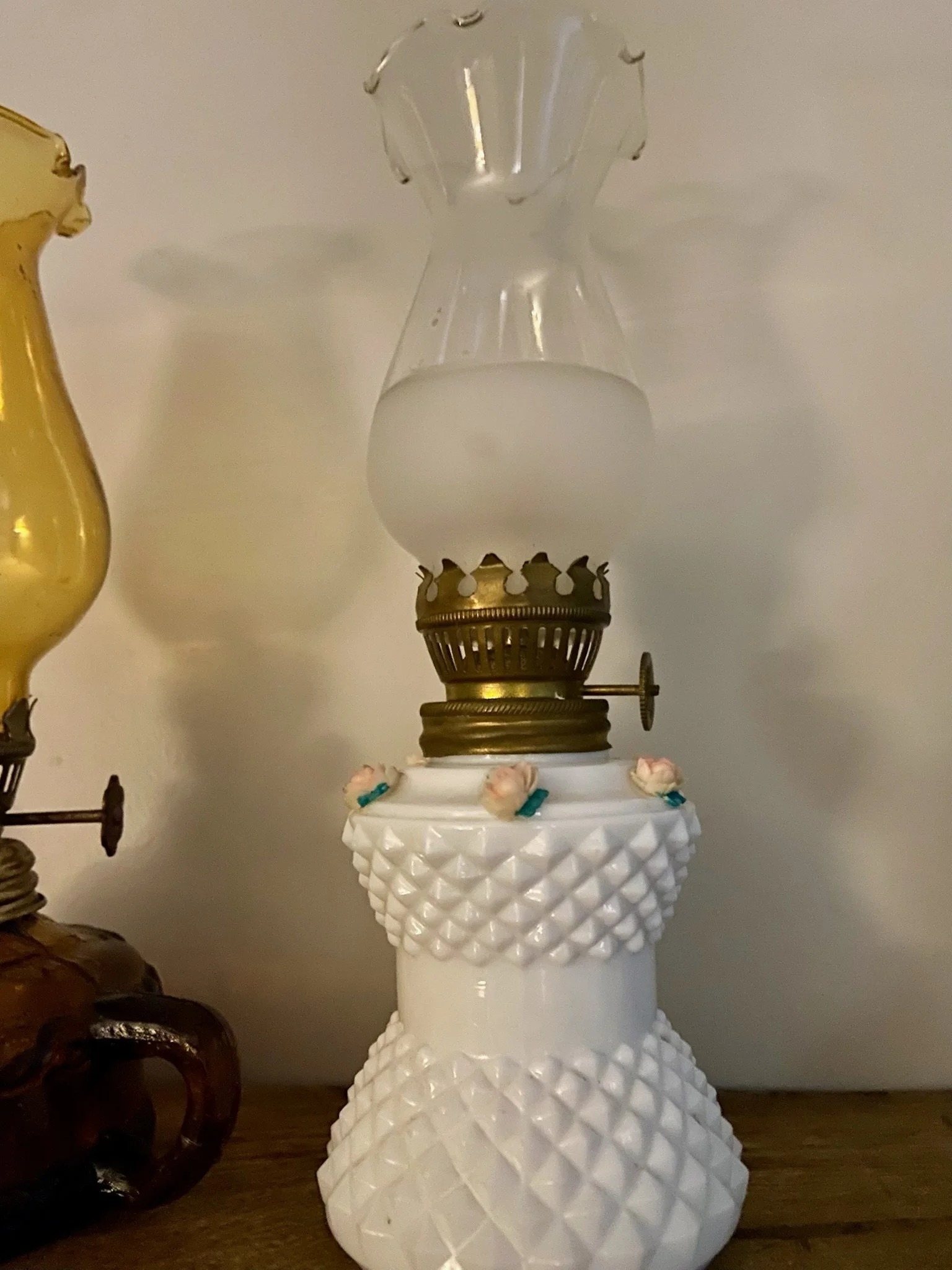 Milk Glass  Mini Hurricane Oil Lamp