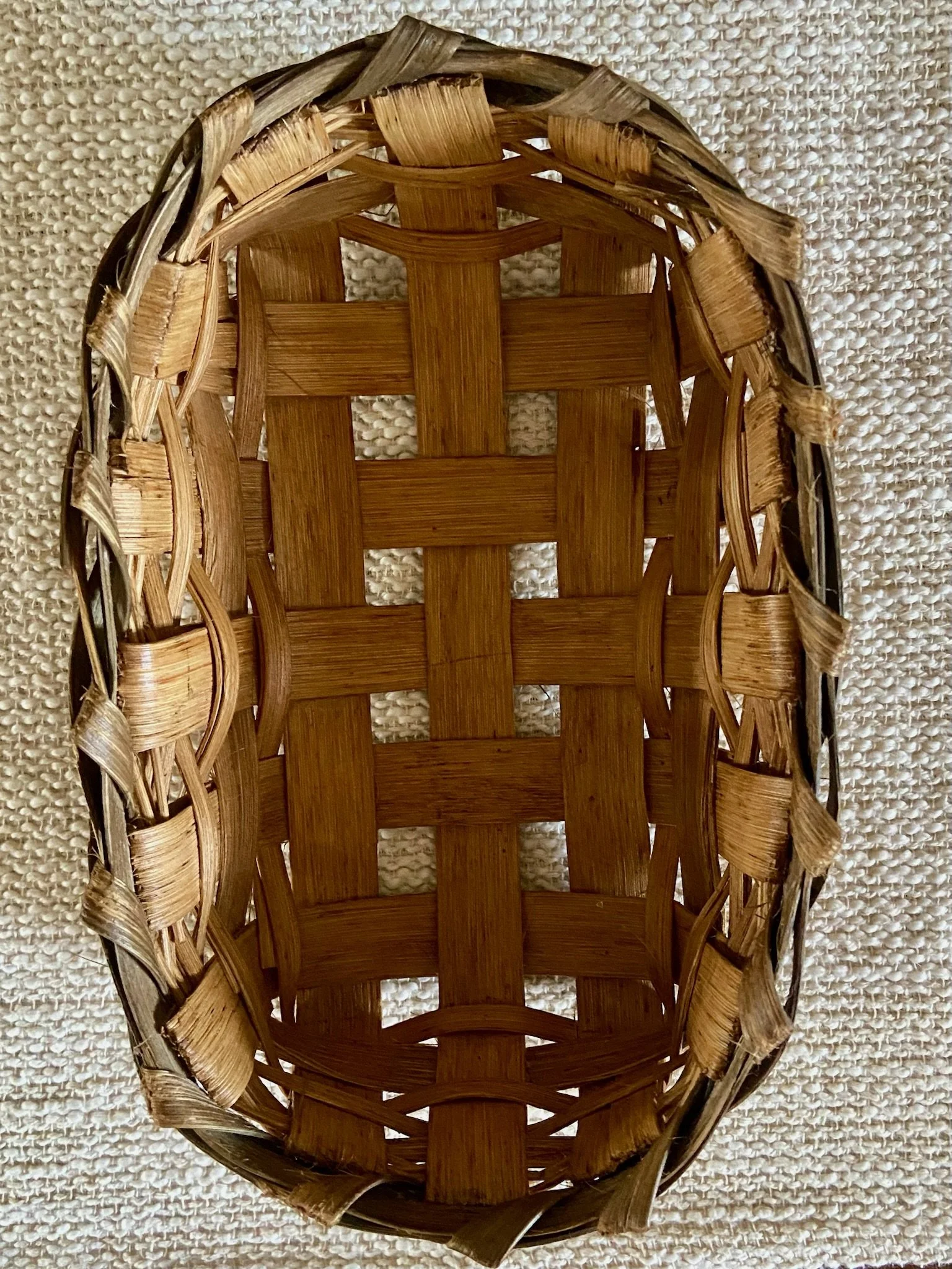 Primitive Handwoven Splint Wood Basket