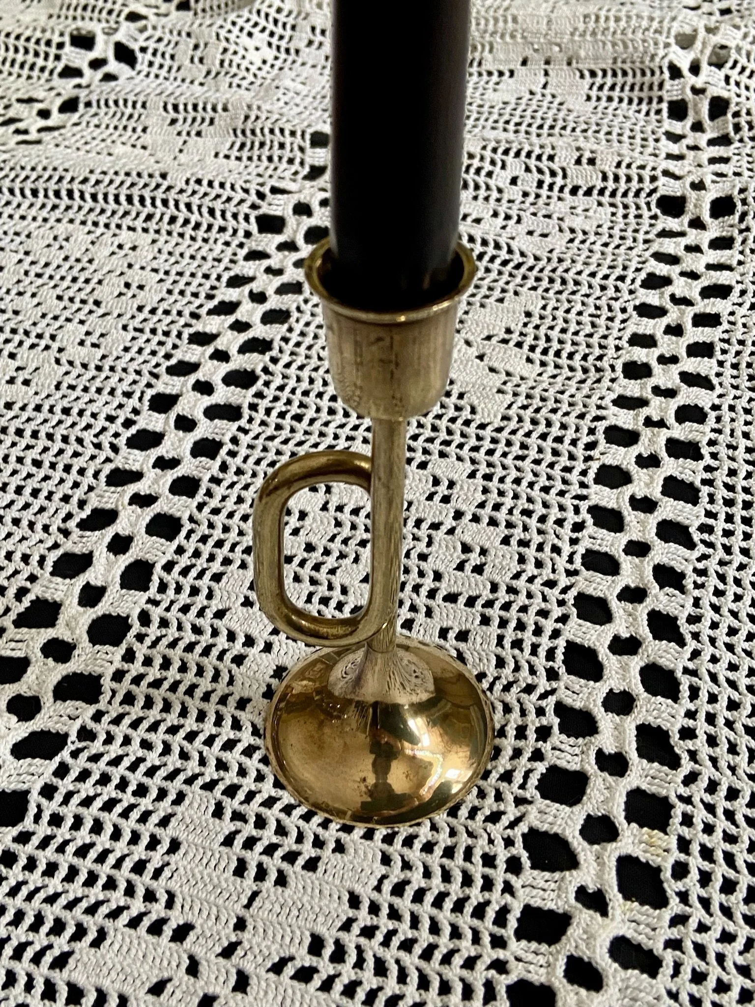 Vintage Solid Brass Bugle Candlestick
