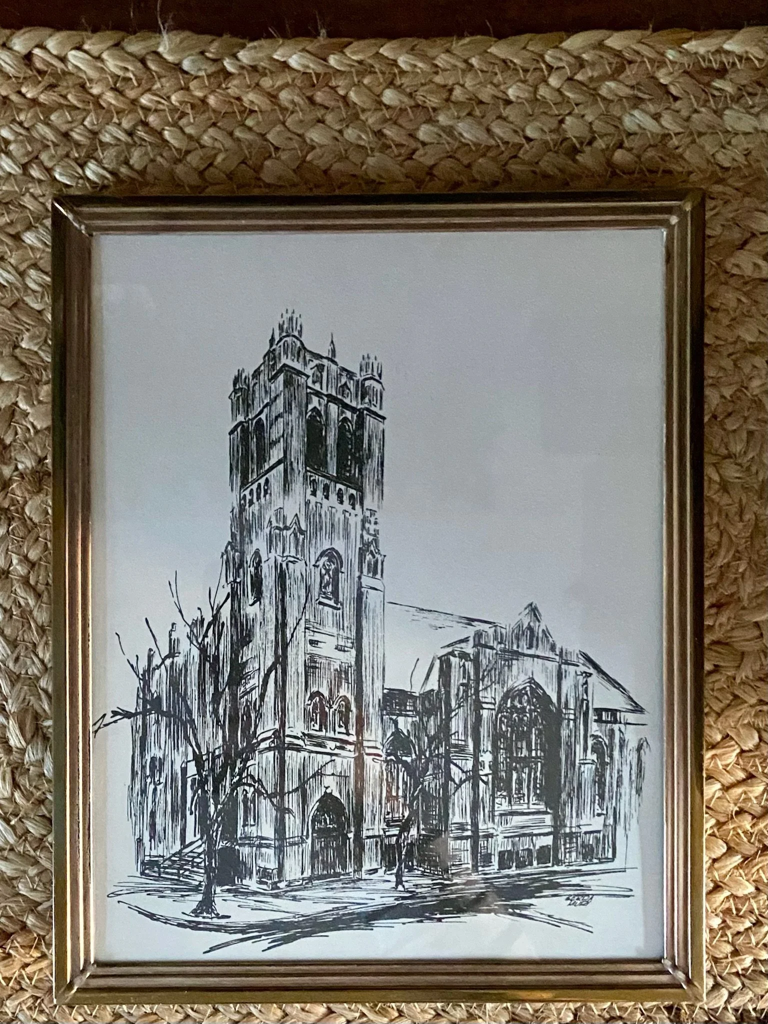 Framed Gerda Mury Signed Church Lithograph
