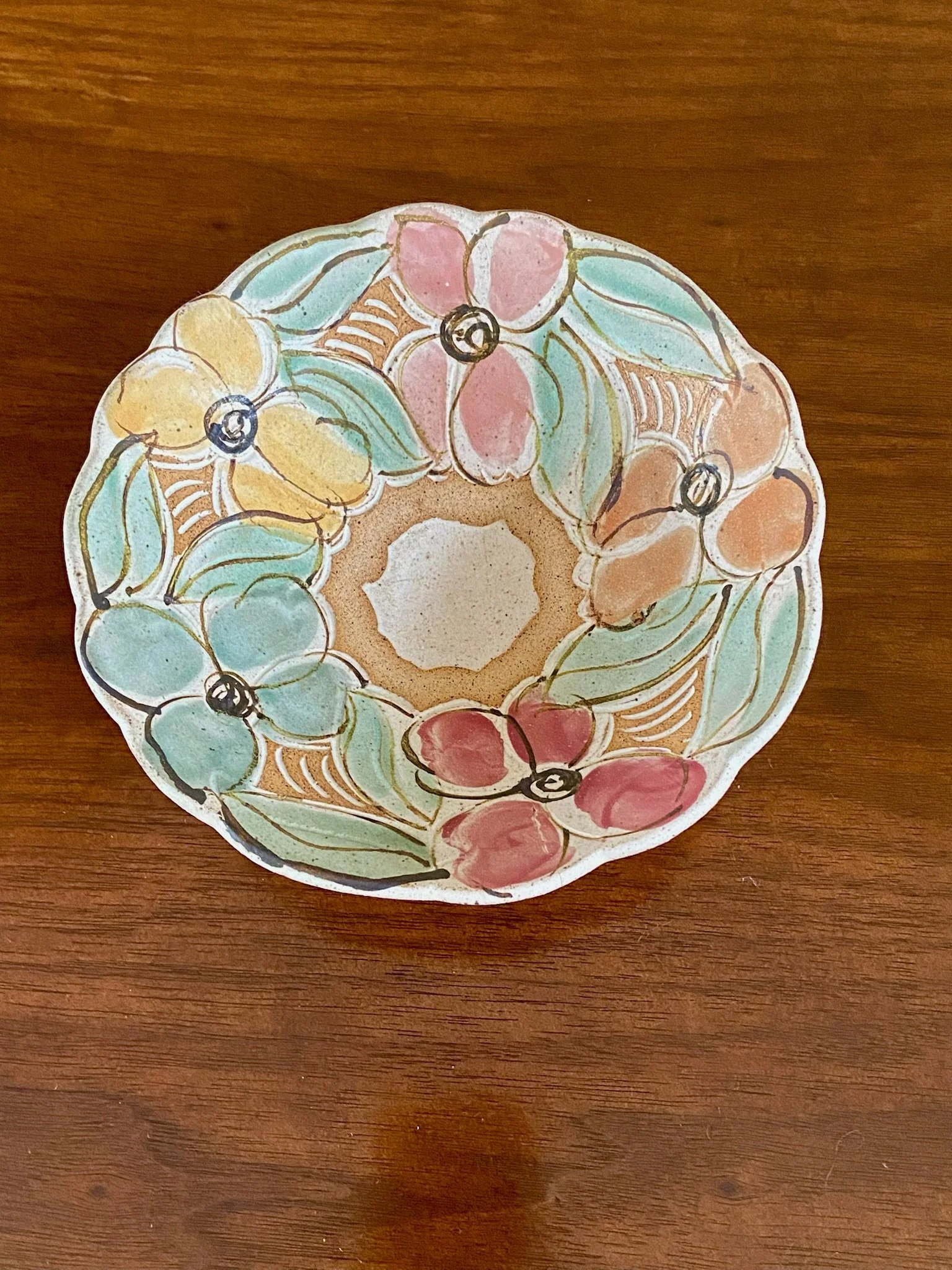 Judy Brater Handpainted "Dogwood" Studio Pottery Bowl