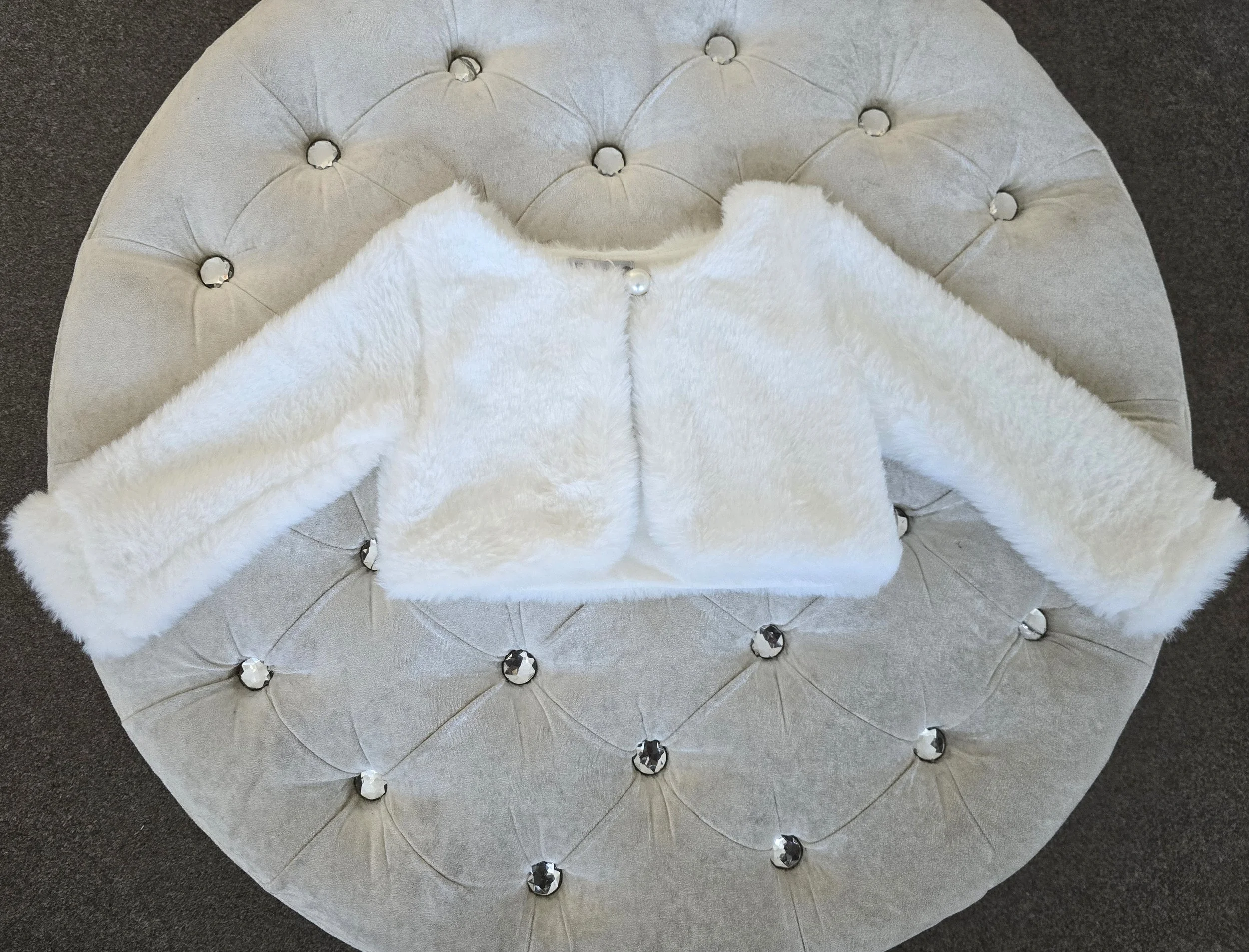 Faux Fur Bolero With Pearl Button