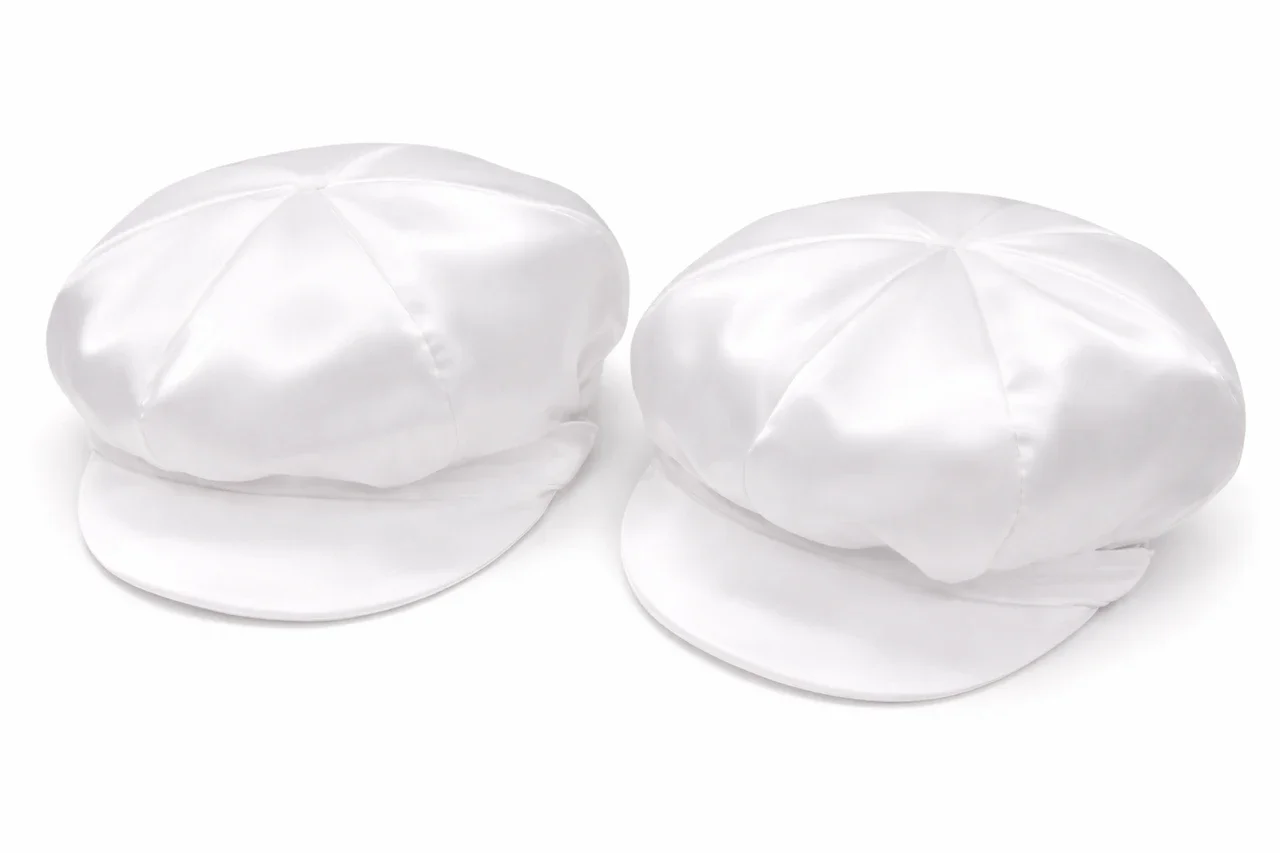 Baby Boys Satin Cap Hat - White or Ivory