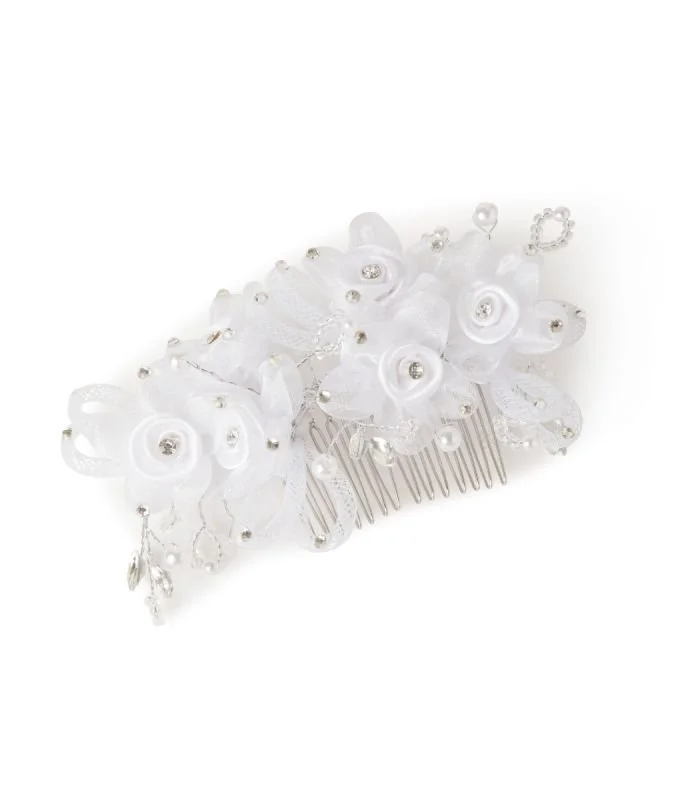 Hair Comb With Flowers,Diamantes,Pearls and Beads