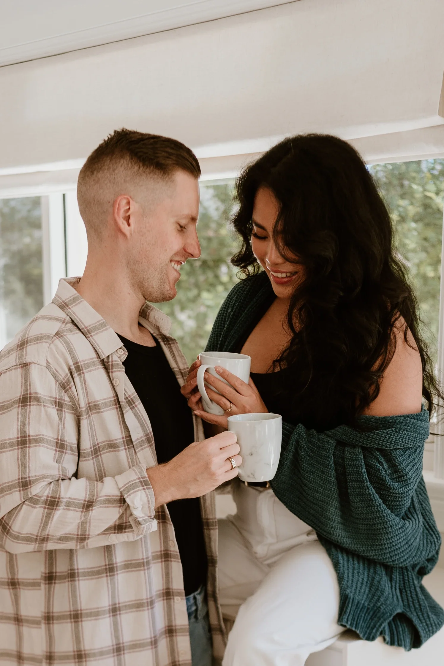 A special moment between Kristelle and Joel enjoying a cup of coffee during their lifestyle couple shoot in Perth