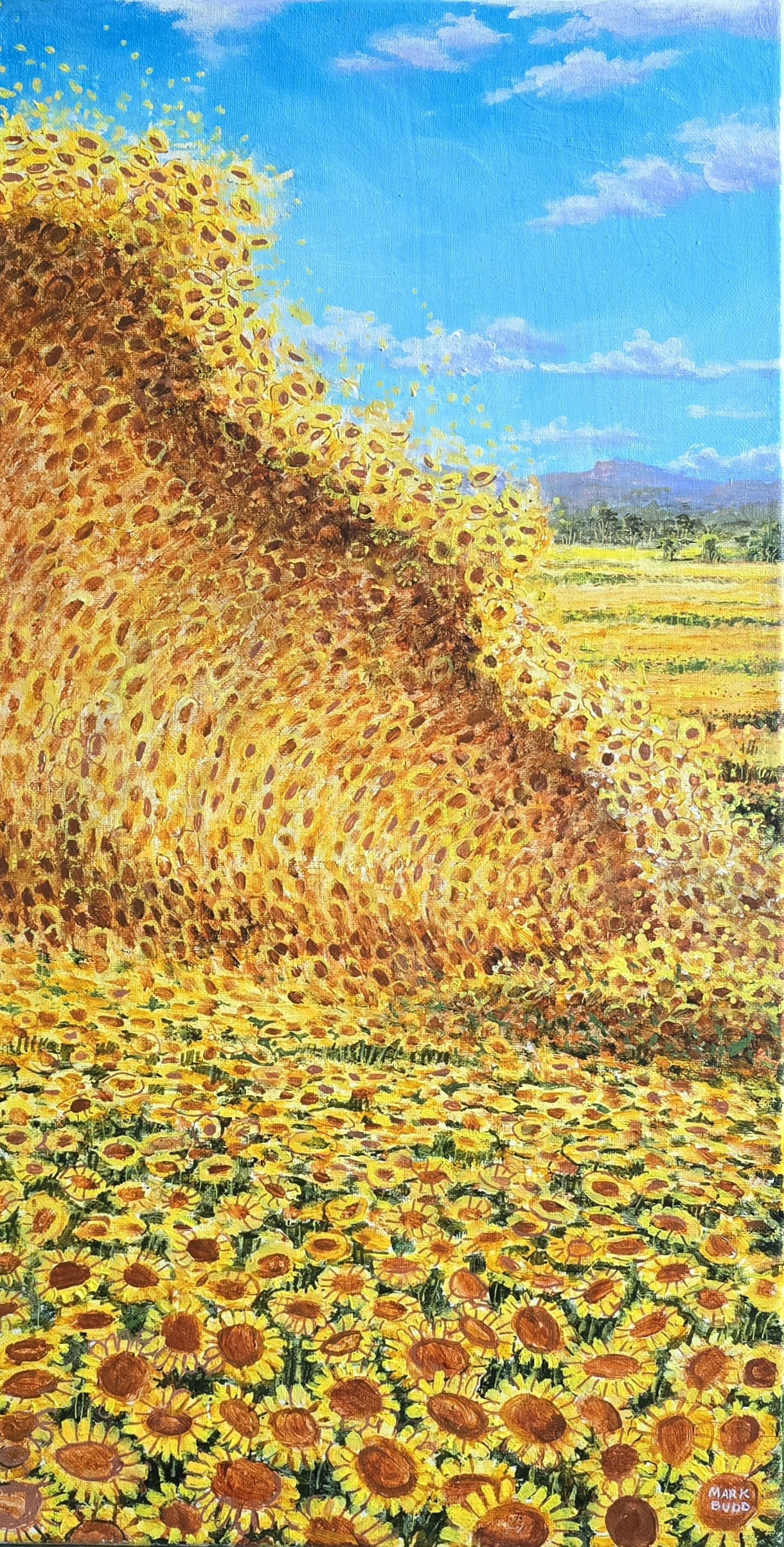 Sunflower Surreal Wave Original acrylic on canvas | 30 x 60 cm