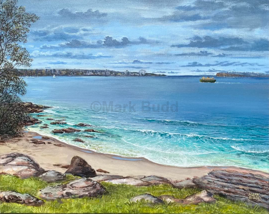 Coastal painting of Dalwood Beach, Fairlight, and Manly in Sydney, Australia by Mark Budd