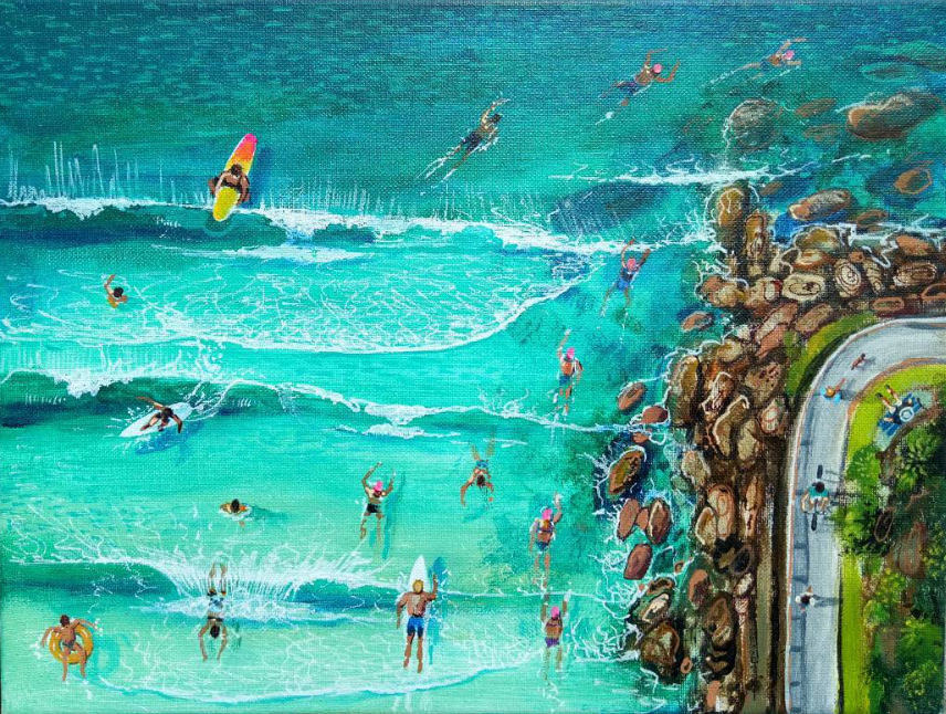 arial-view-swimmers-at-manly-beach-sydney-painting-mark-budd-art.png