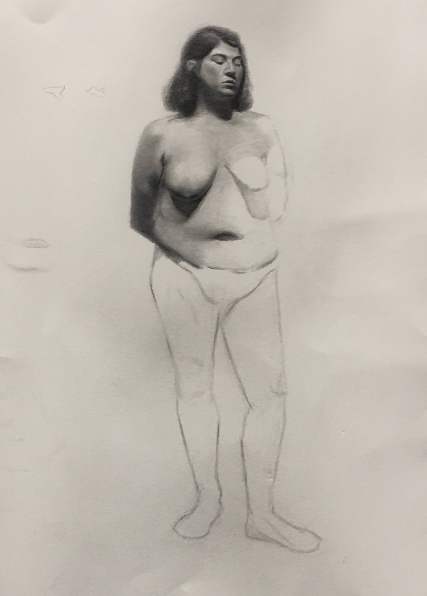  ACADEMIC DRAWING: FEMALE - LIFE LONG POSE - pencil     (First Year) 