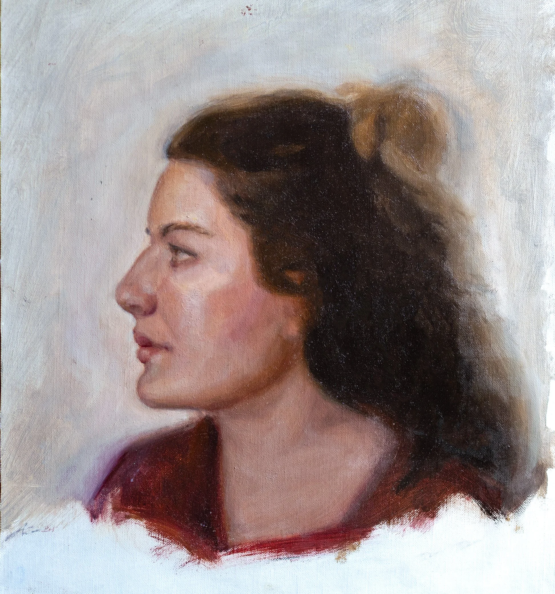  POTRAIT OF A FEMALE - LIFE LONG POSE  -  OIL     (2024) 