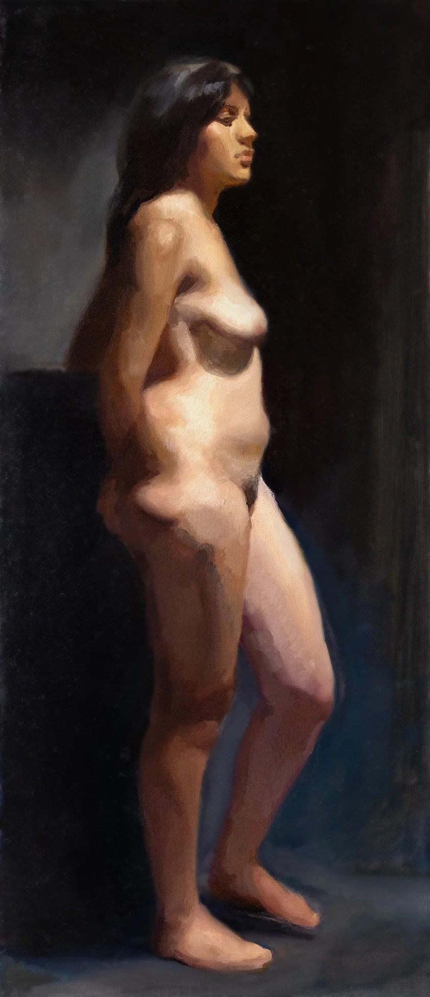  ACADEMIC PAINTING: FEMALE - LIFE LONG POSE  -  OIL     (42x16 cm) 