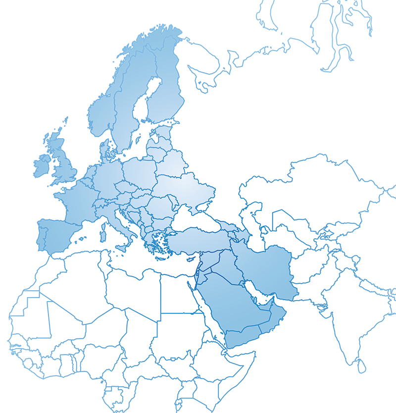 Map of Europe showing two countries highlighted in pink: Ukraine and Afghanistan.