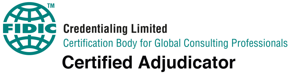 FIDI Credentialing Limited logo with text indicating certification body for global consulting professionals and certified adjudicator.