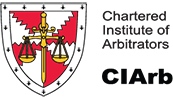 Logo of the Chartered Institute of Arbitrators (CIArb) featuring a shield with a sword and a balance scale.