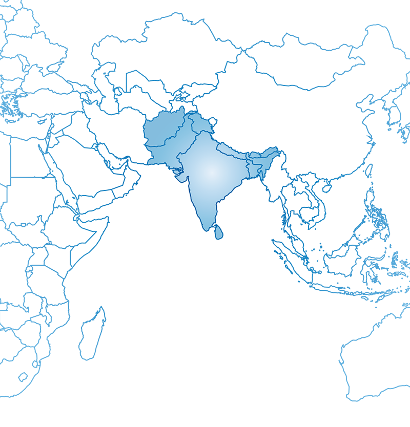 Outline map of India with a blue gradient background.