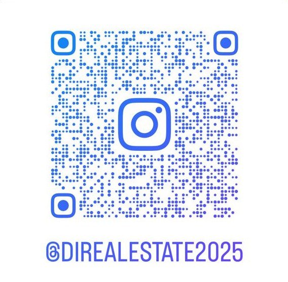 Instagram-QR-Code mit dem Text '@DIREALESTATE2025' darunter.