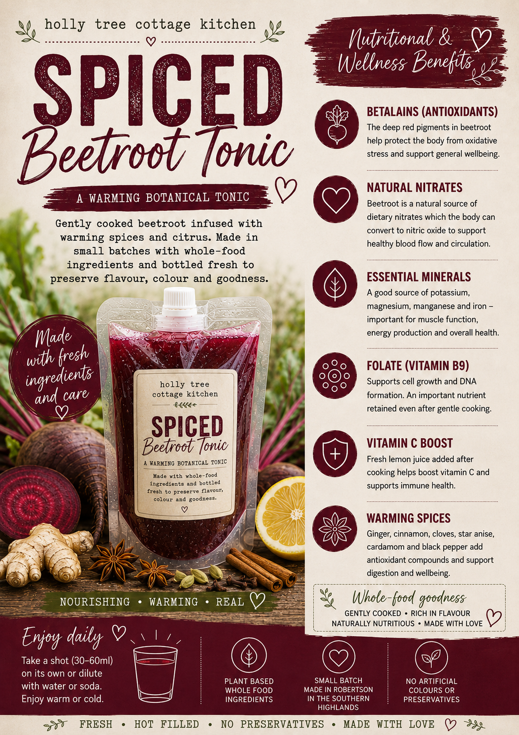 Spiced Beetroot and Ginger Tonic 600ml Pouch